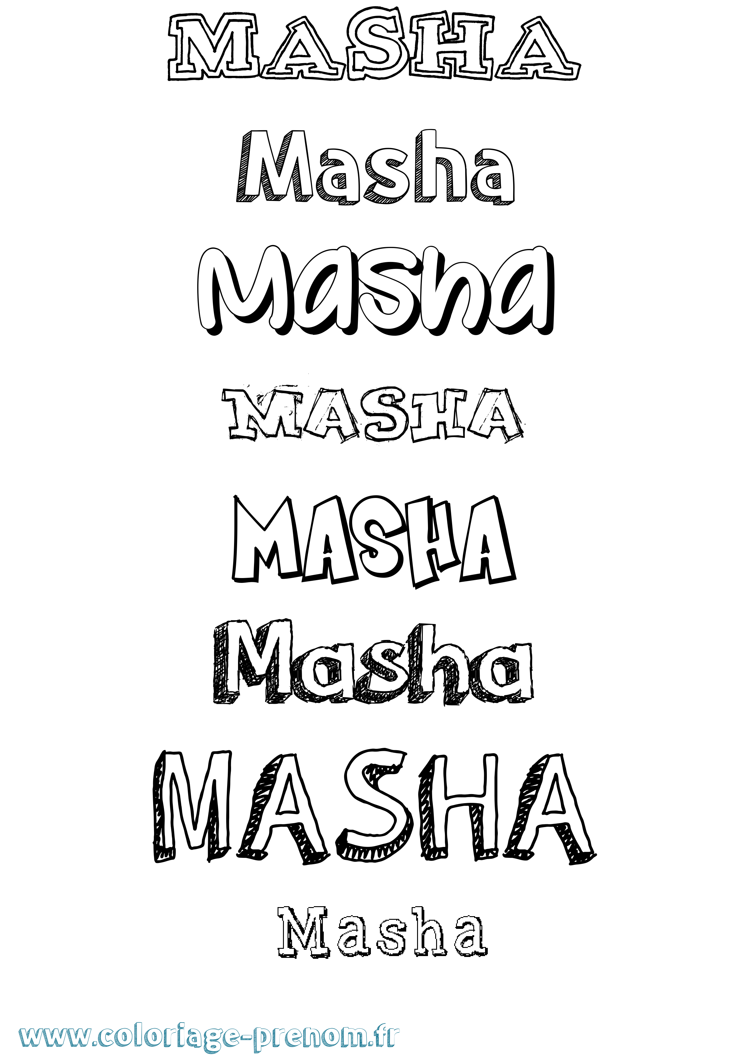 Coloriage prénom Masha Dessiné