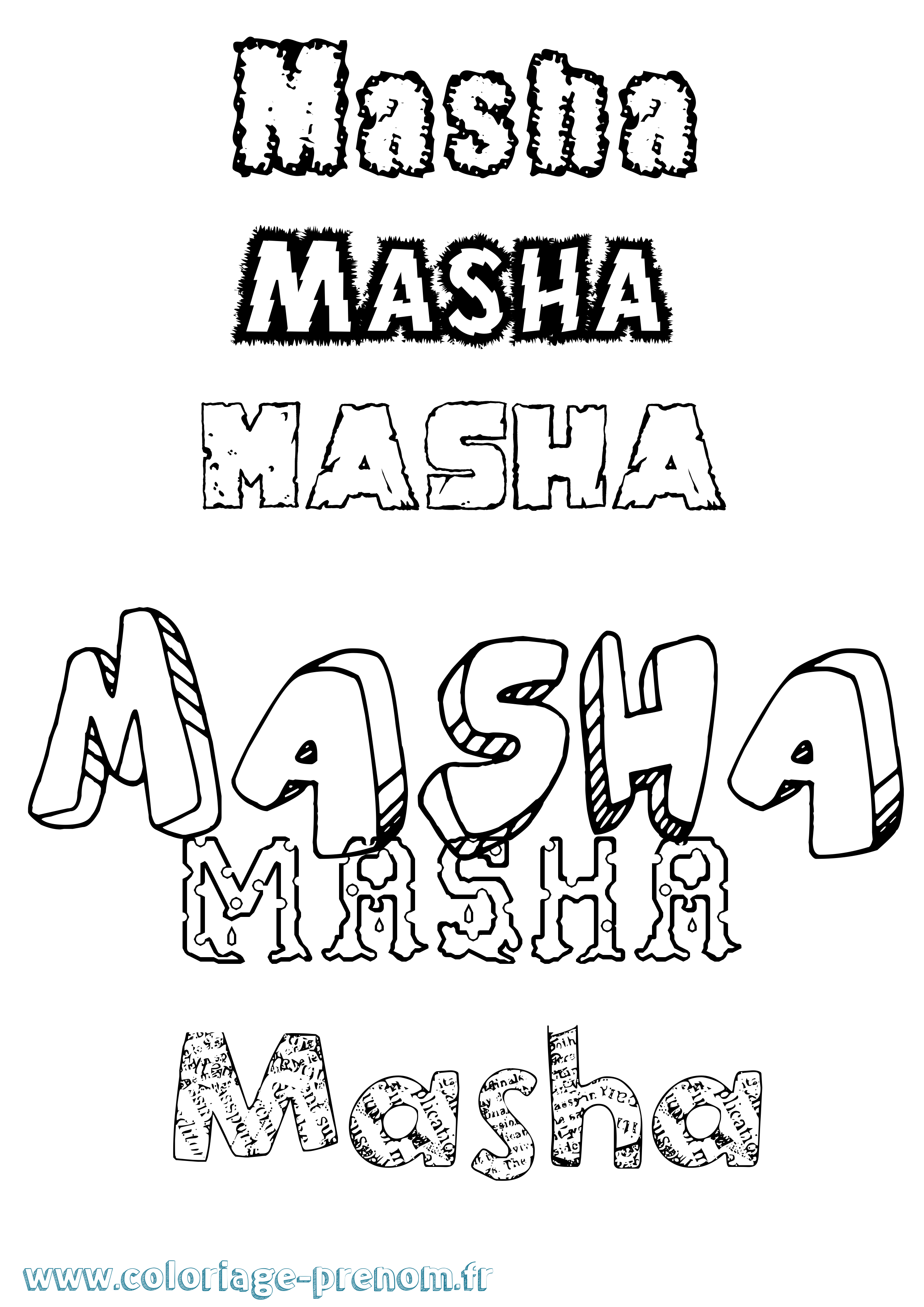 Coloriage prénom Masha Destructuré