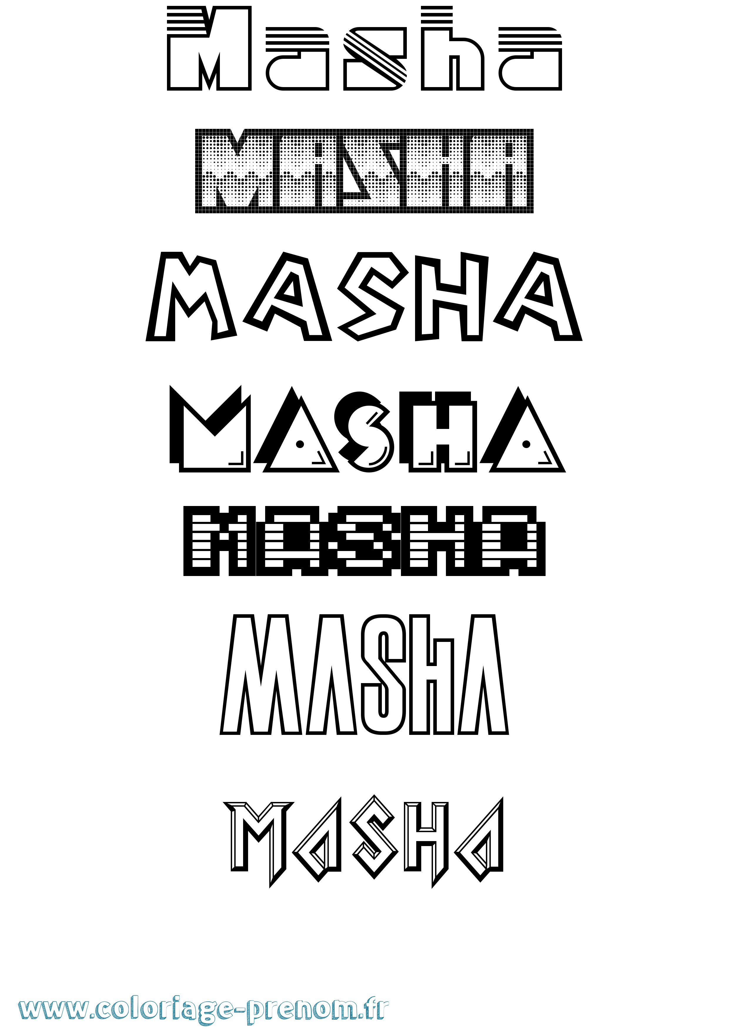 Coloriage prénom Masha Jeux Vidéos