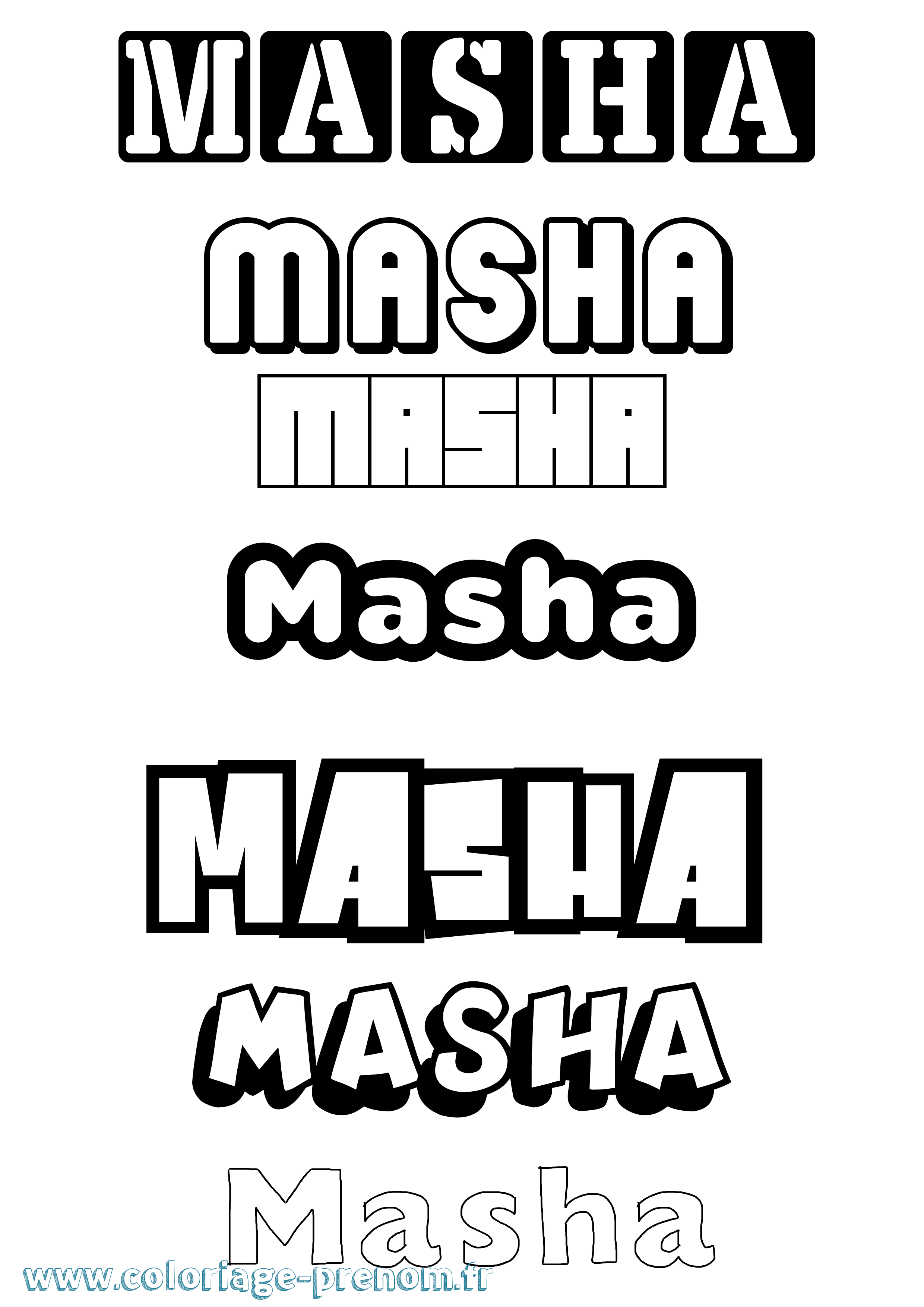 Coloriage prénom Masha Simple