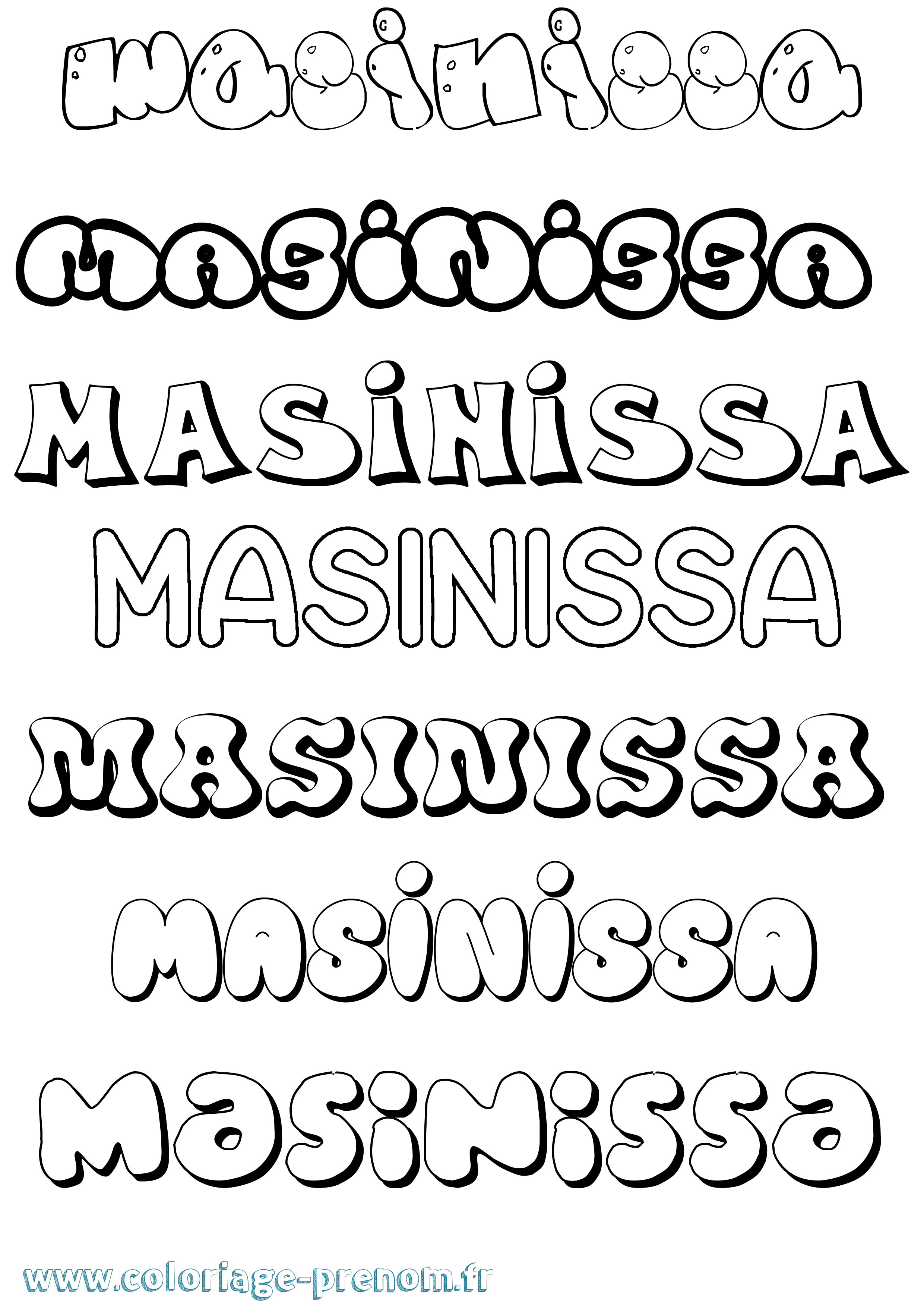 Coloriage prénom Masinissa Bubble
