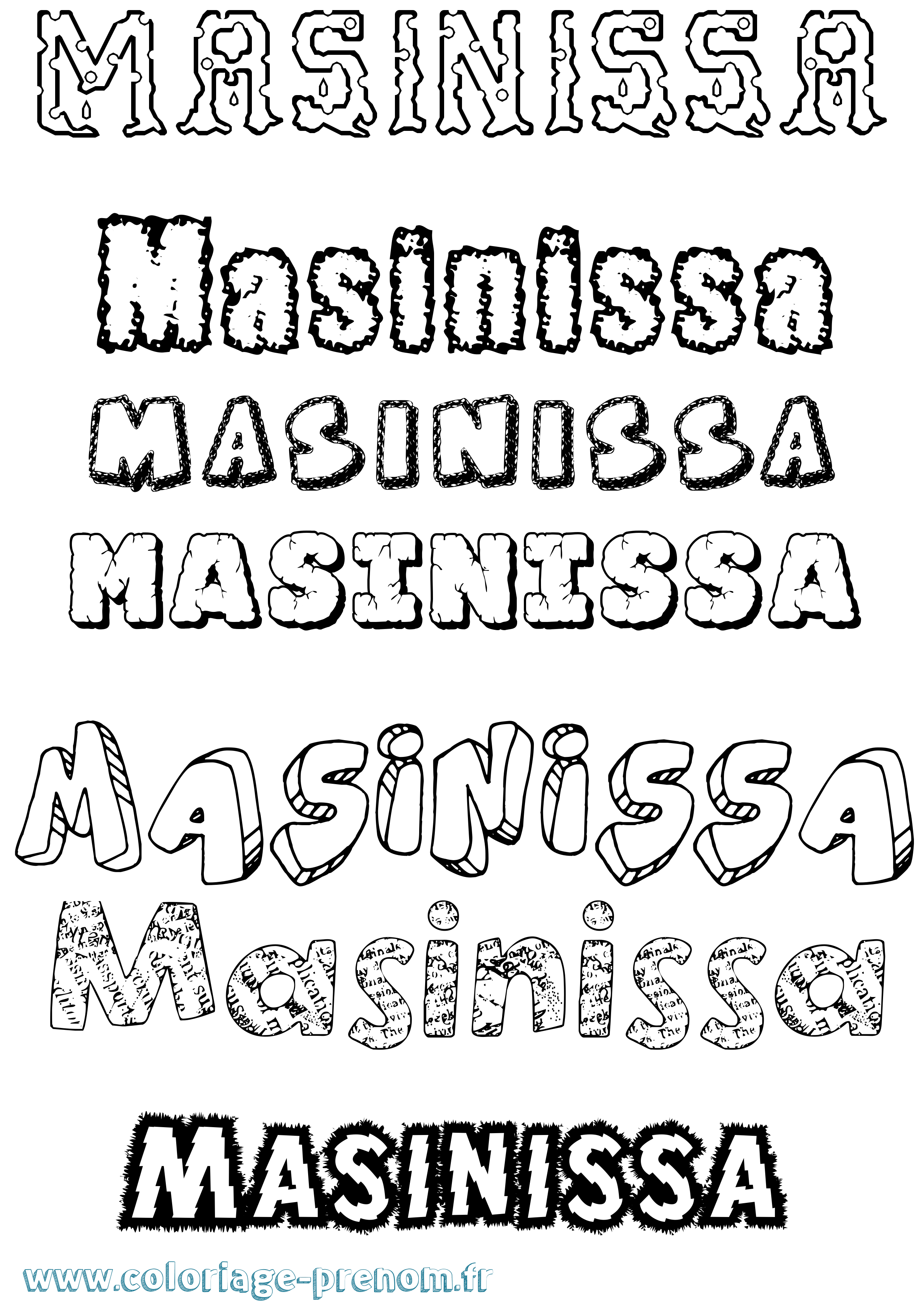 Coloriage prénom Masinissa Destructuré