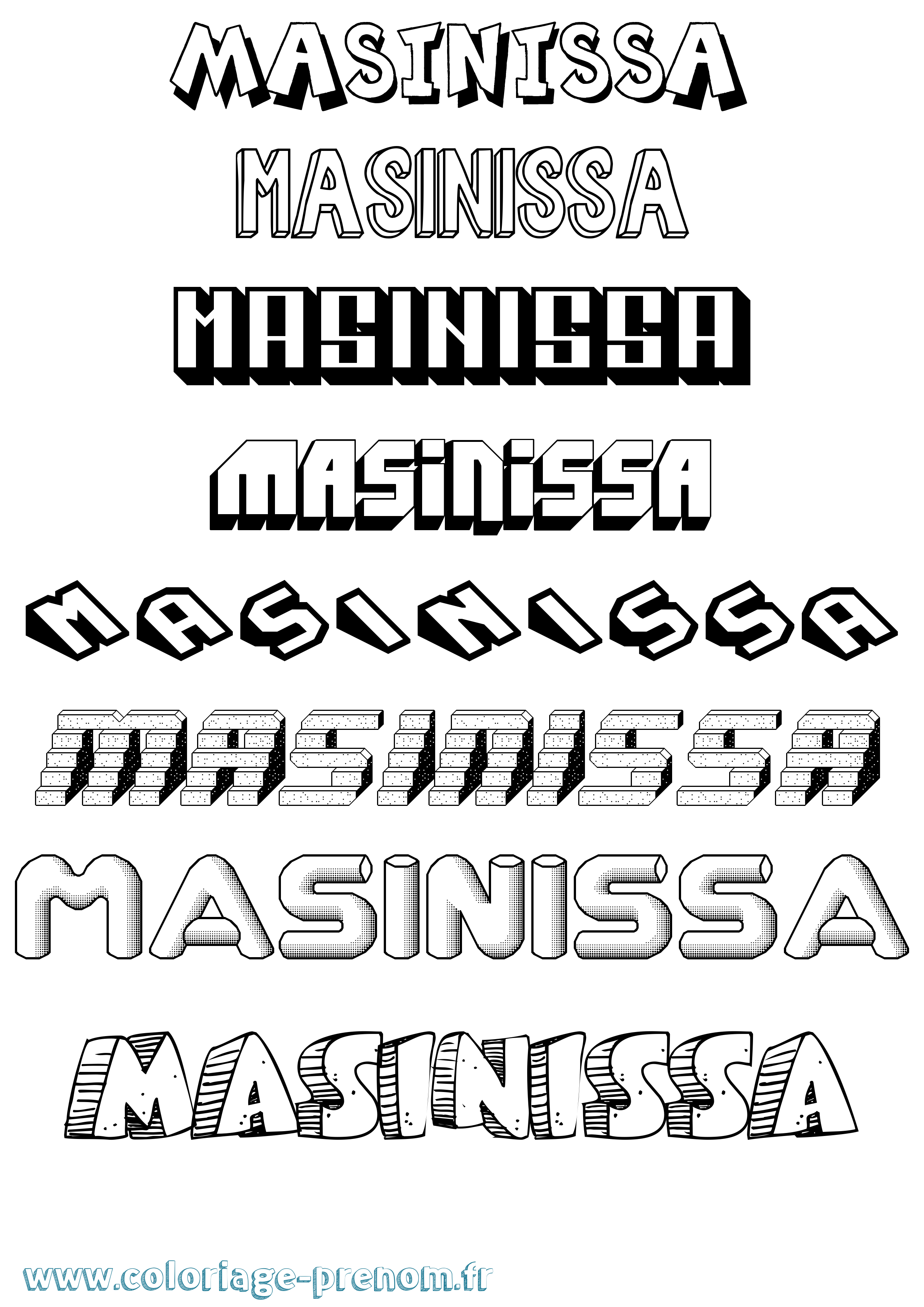 Coloriage prénom Masinissa Effet 3D