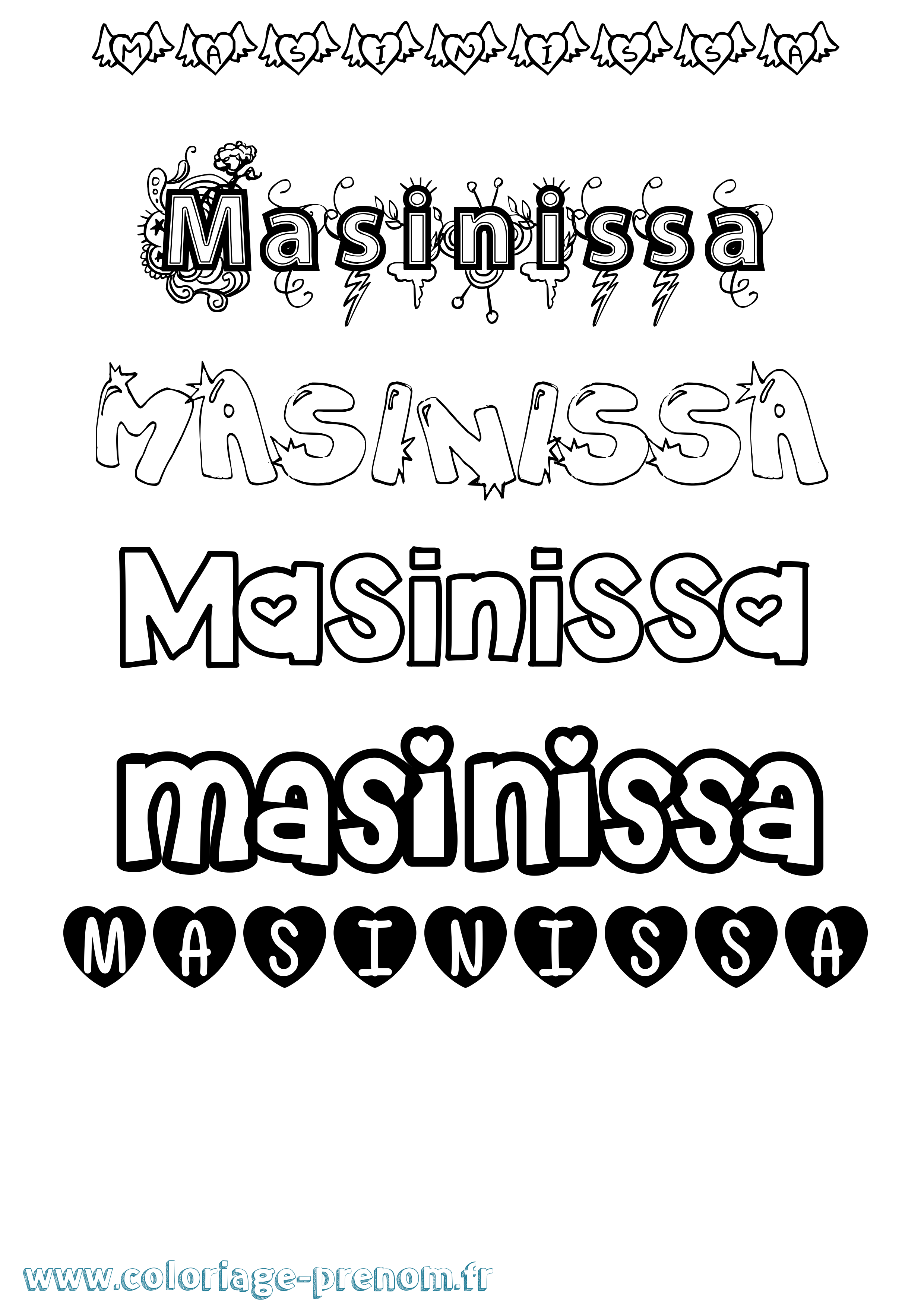 Coloriage prénom Masinissa Girly