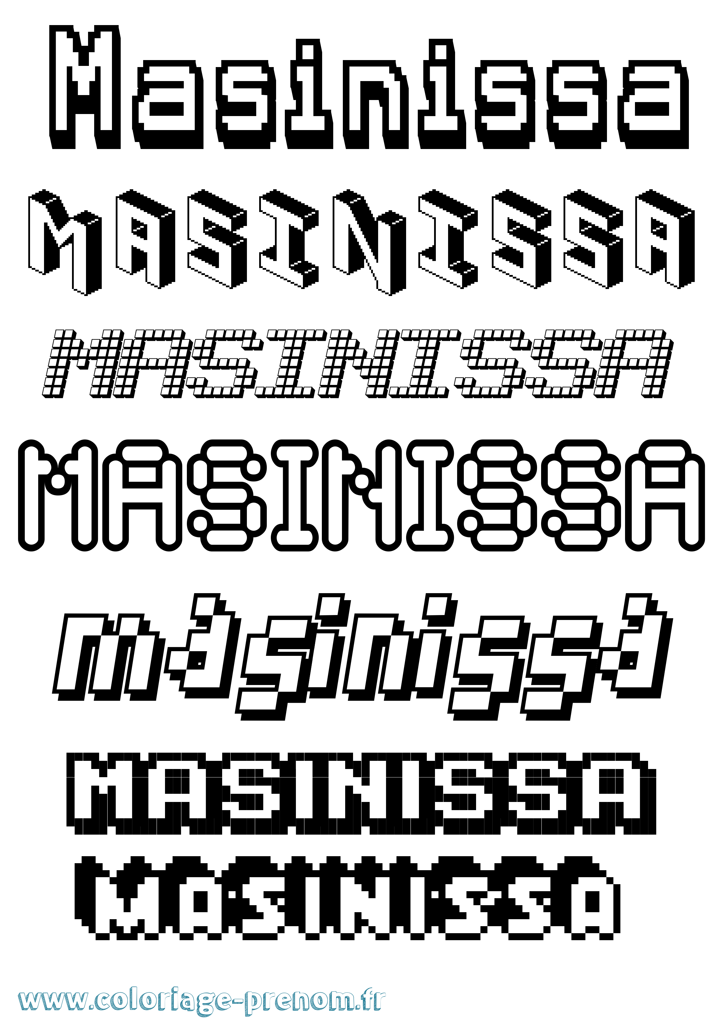 Coloriage prénom Masinissa Pixel