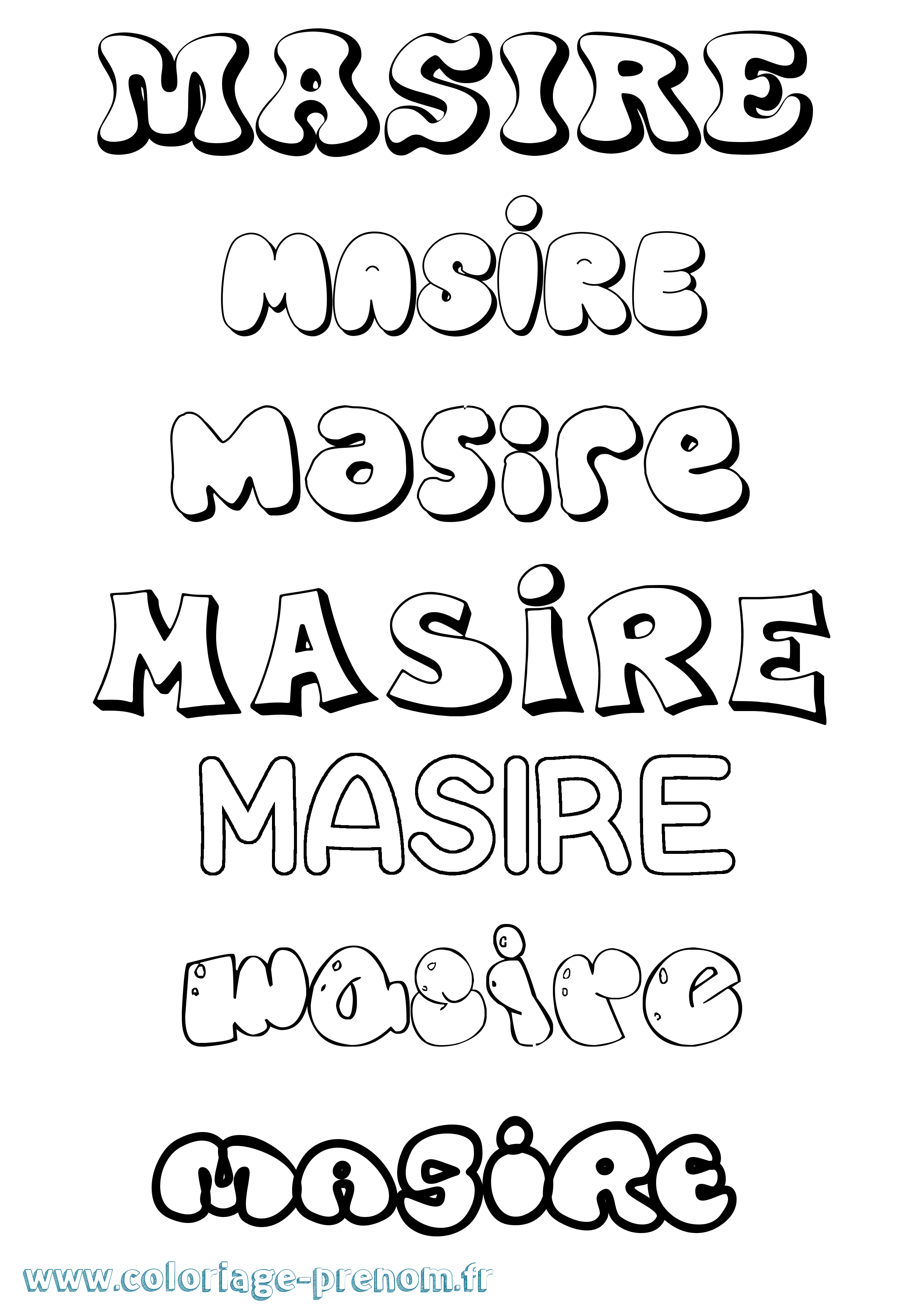 Coloriage prénom Masire Bubble