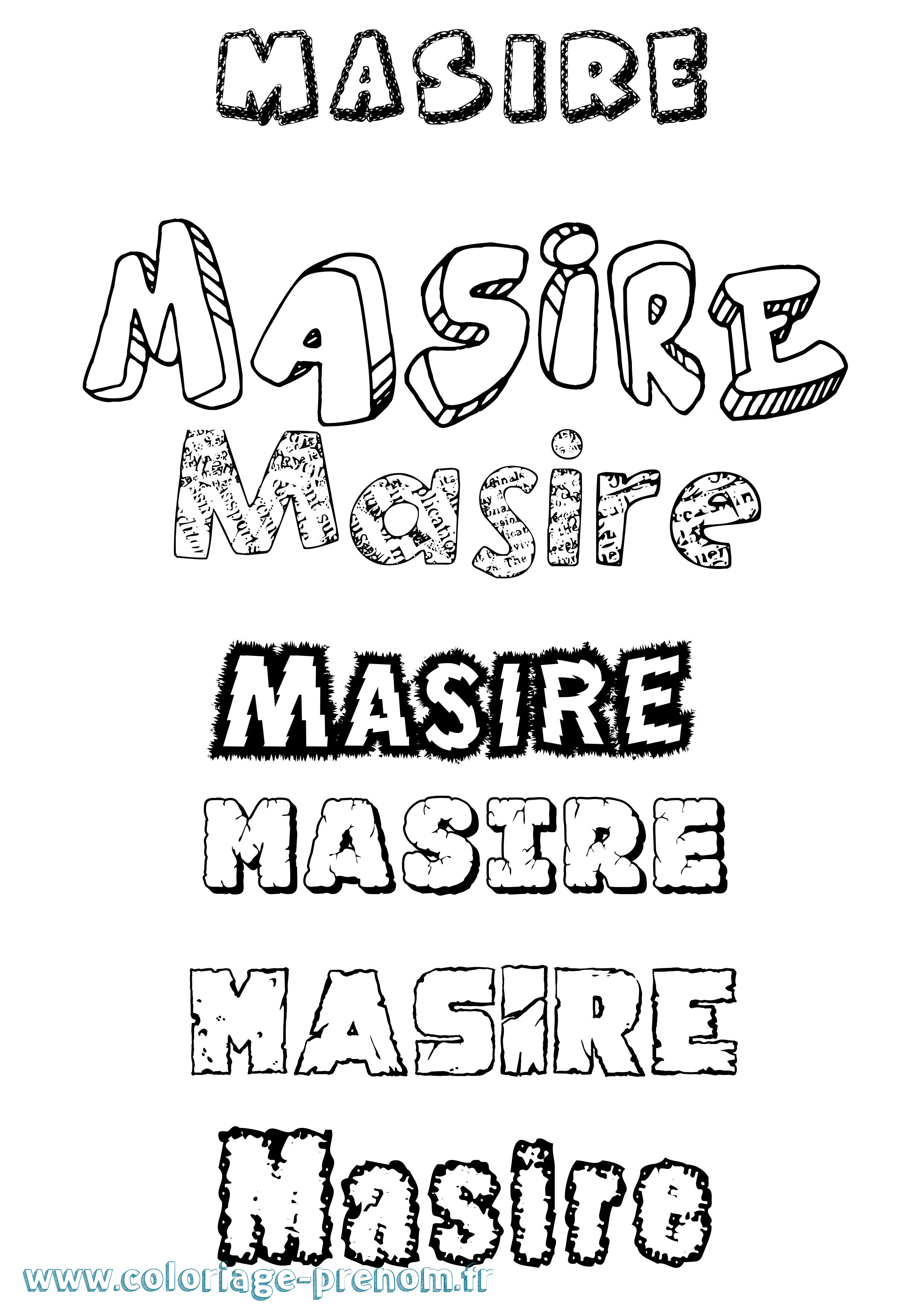 Coloriage prénom Masire Destructuré