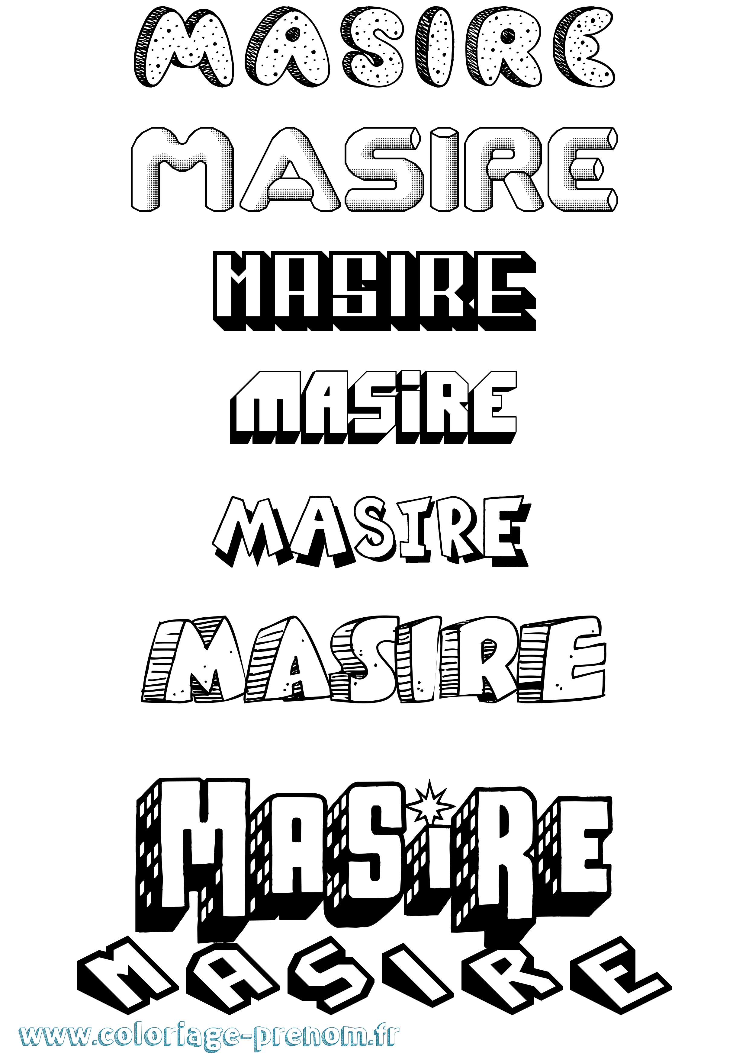 Coloriage prénom Masire Effet 3D