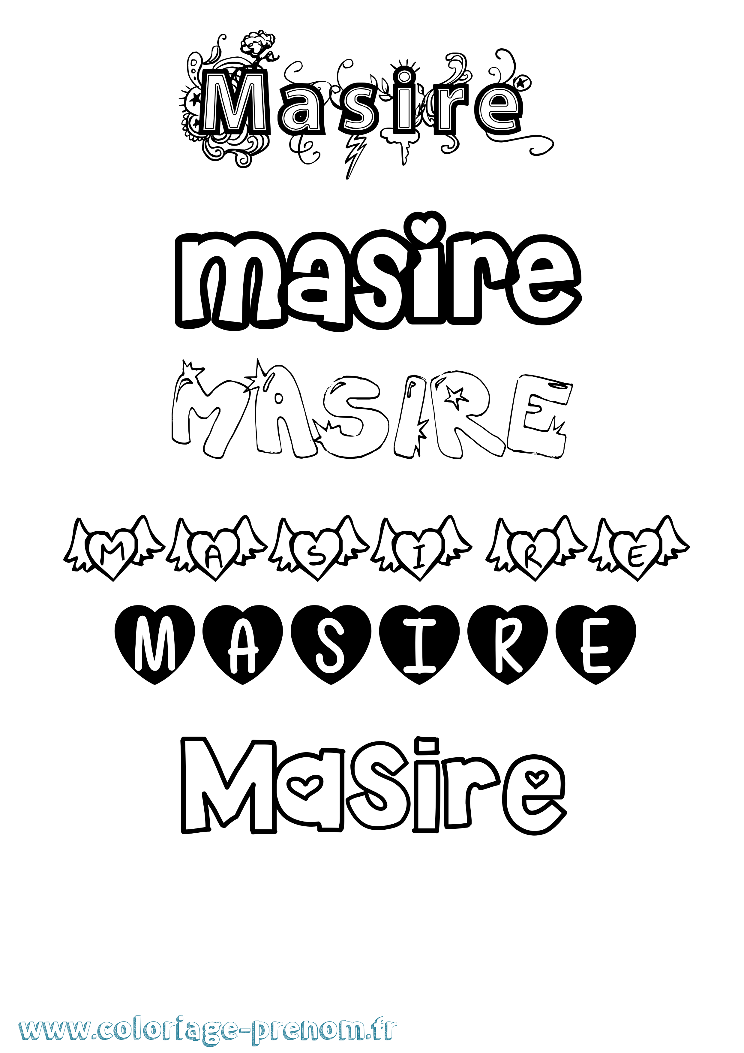 Coloriage prénom Masire Girly