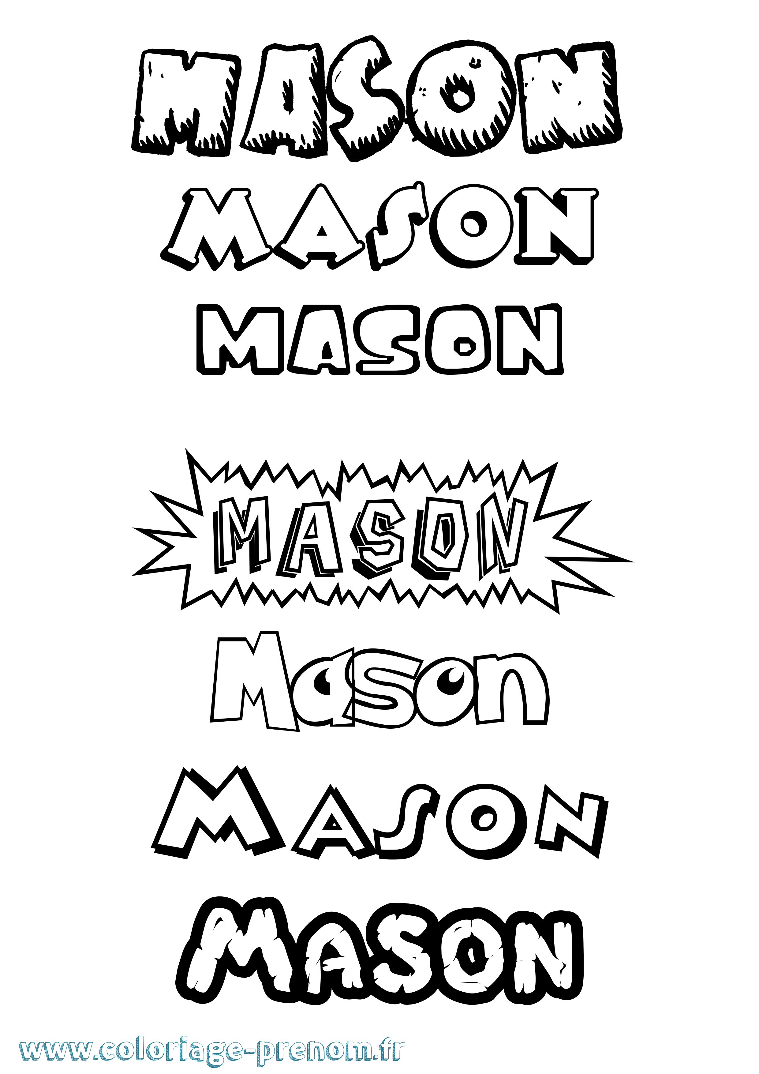 Coloriage prénom Mason Dessin Animé