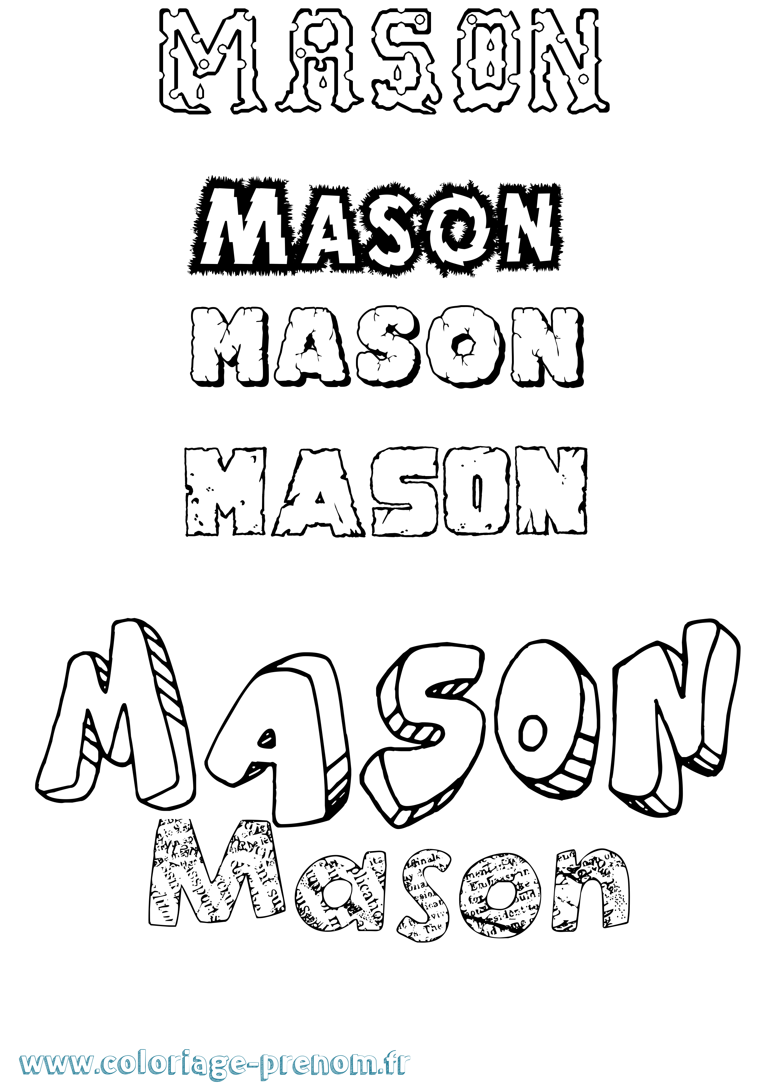 Coloriage prénom Mason Destructuré