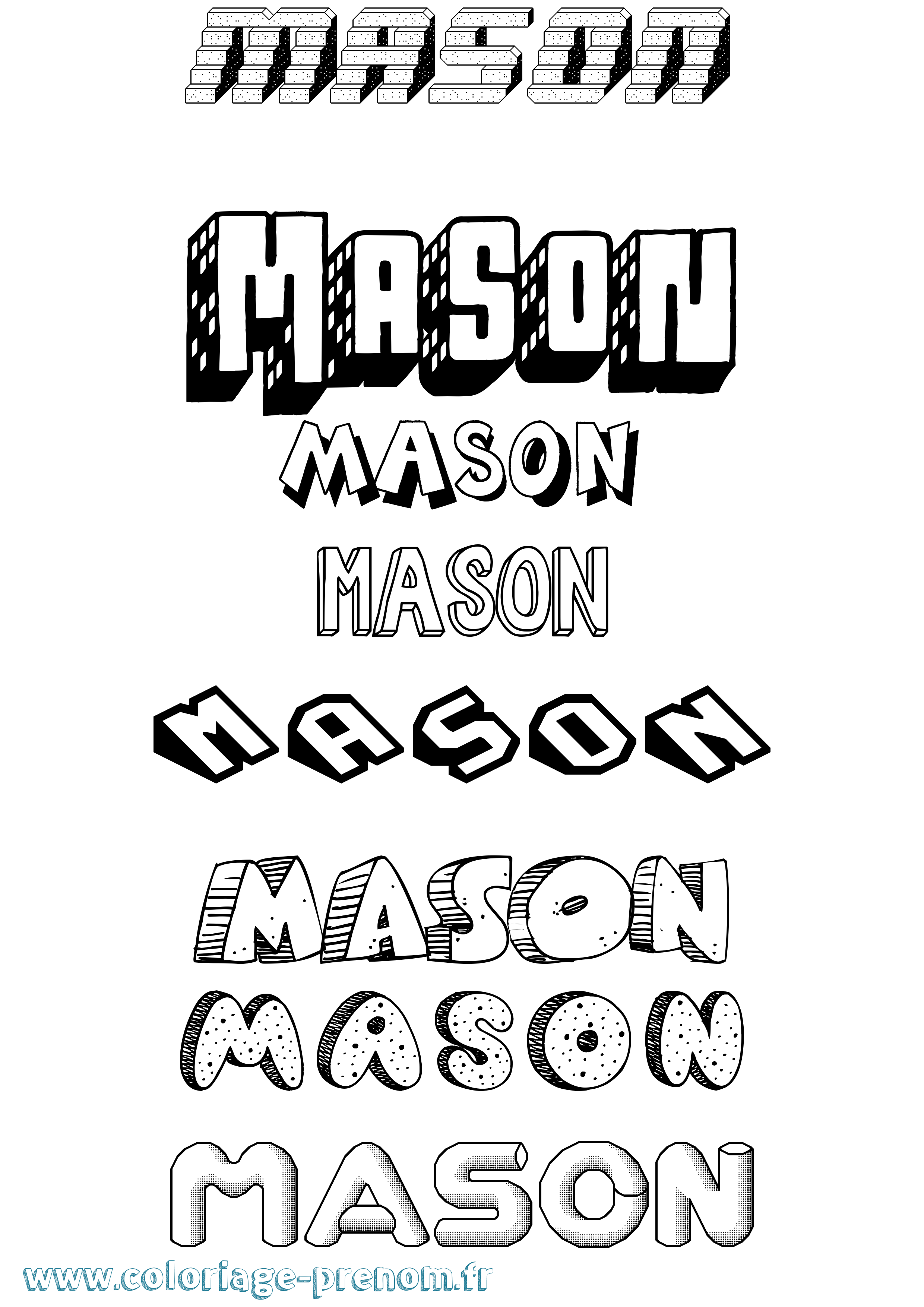 Coloriage prénom Mason Effet 3D