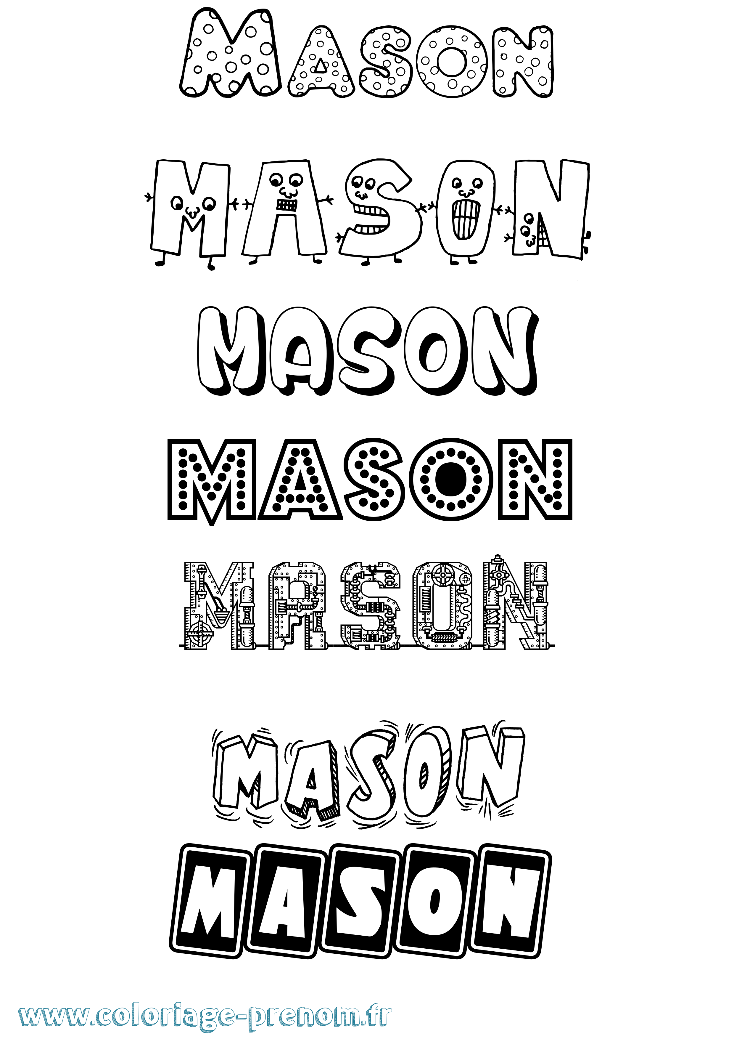 Coloriage prénom Mason Fun
