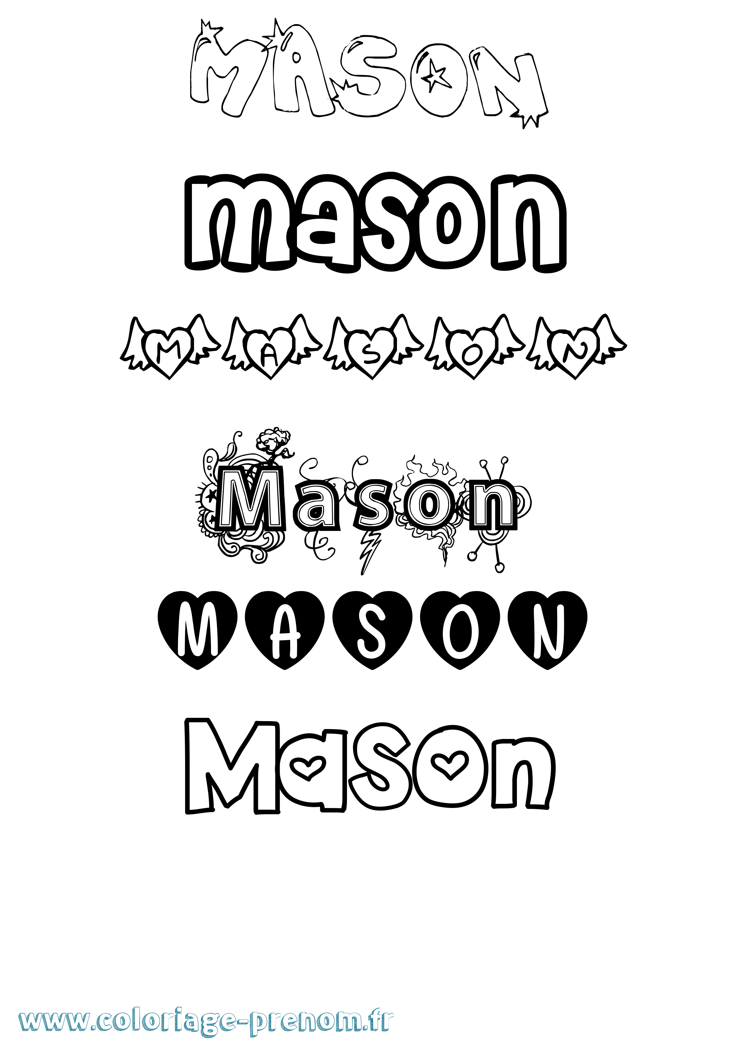 Coloriage prénom Mason Girly