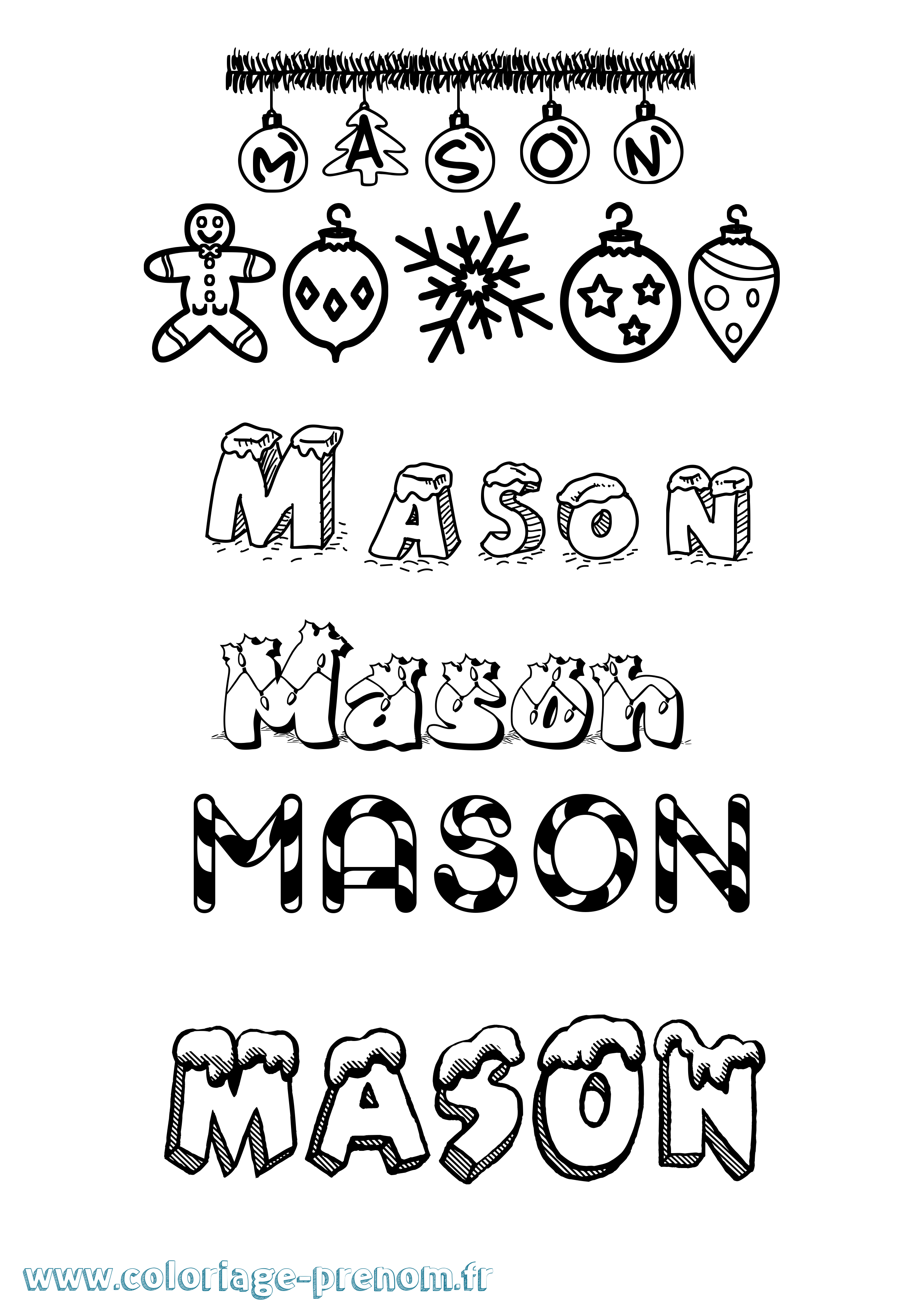 Coloriage prénom Mason Noël