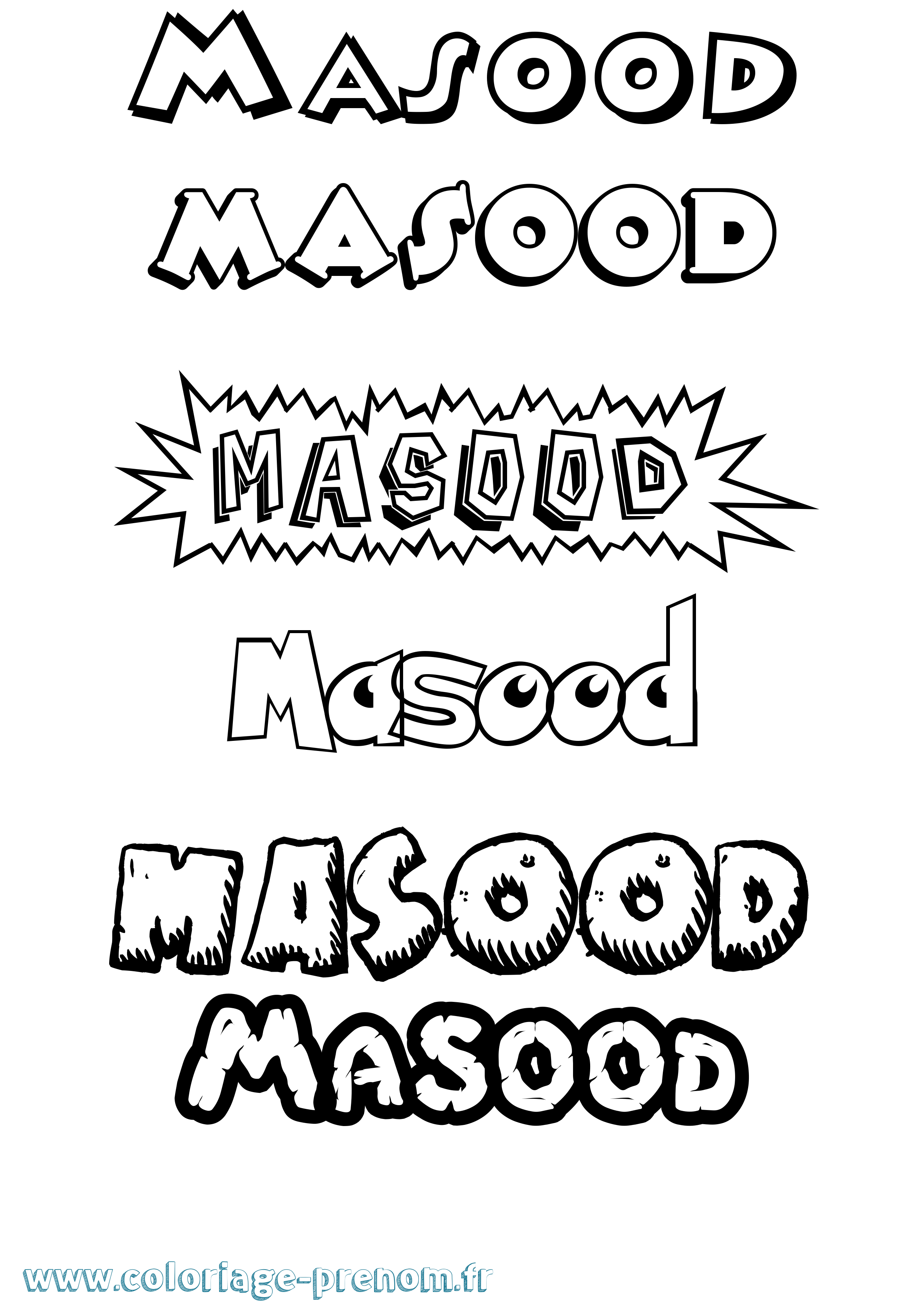 Coloriage prénom Masood Dessin Animé