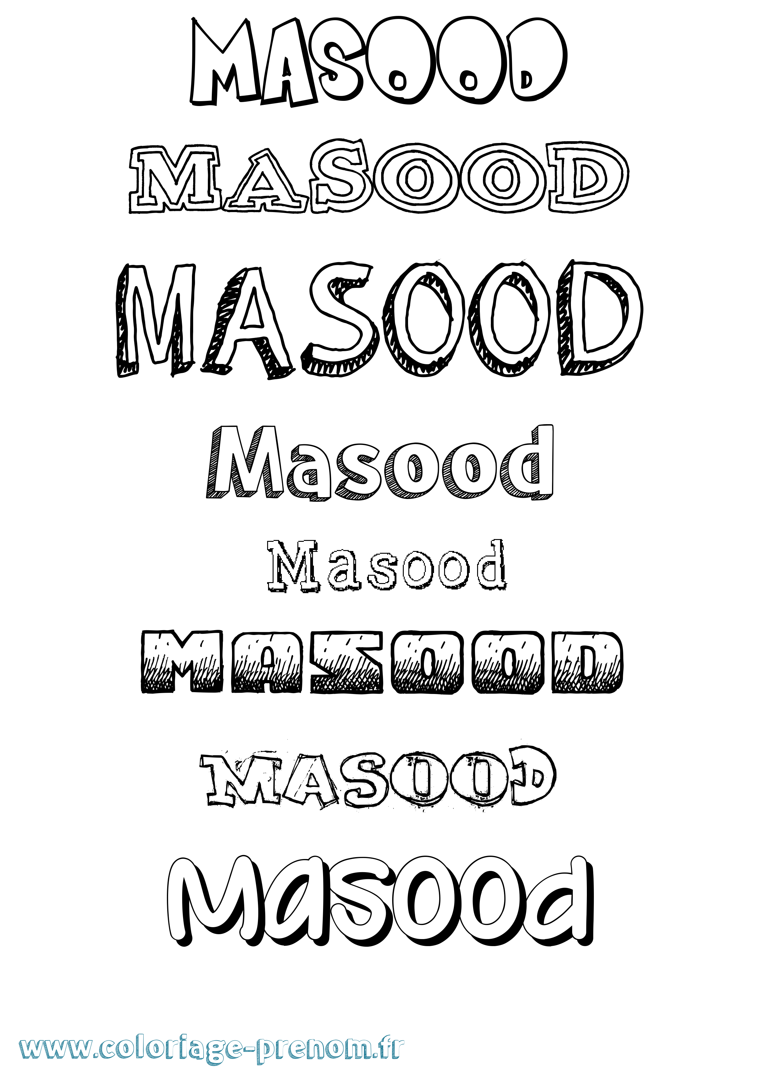 Coloriage prénom Masood Dessiné