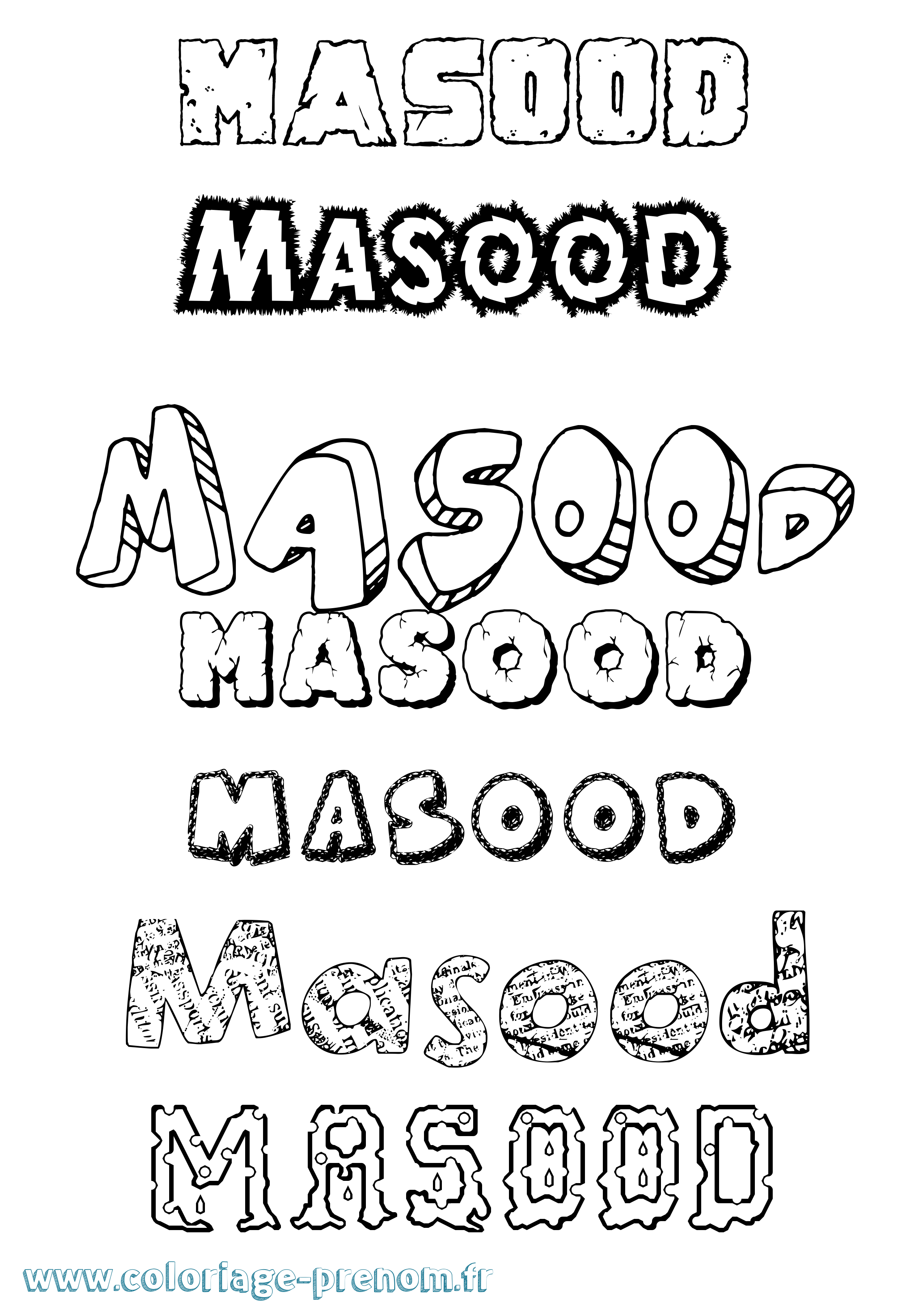 Coloriage prénom Masood Destructuré