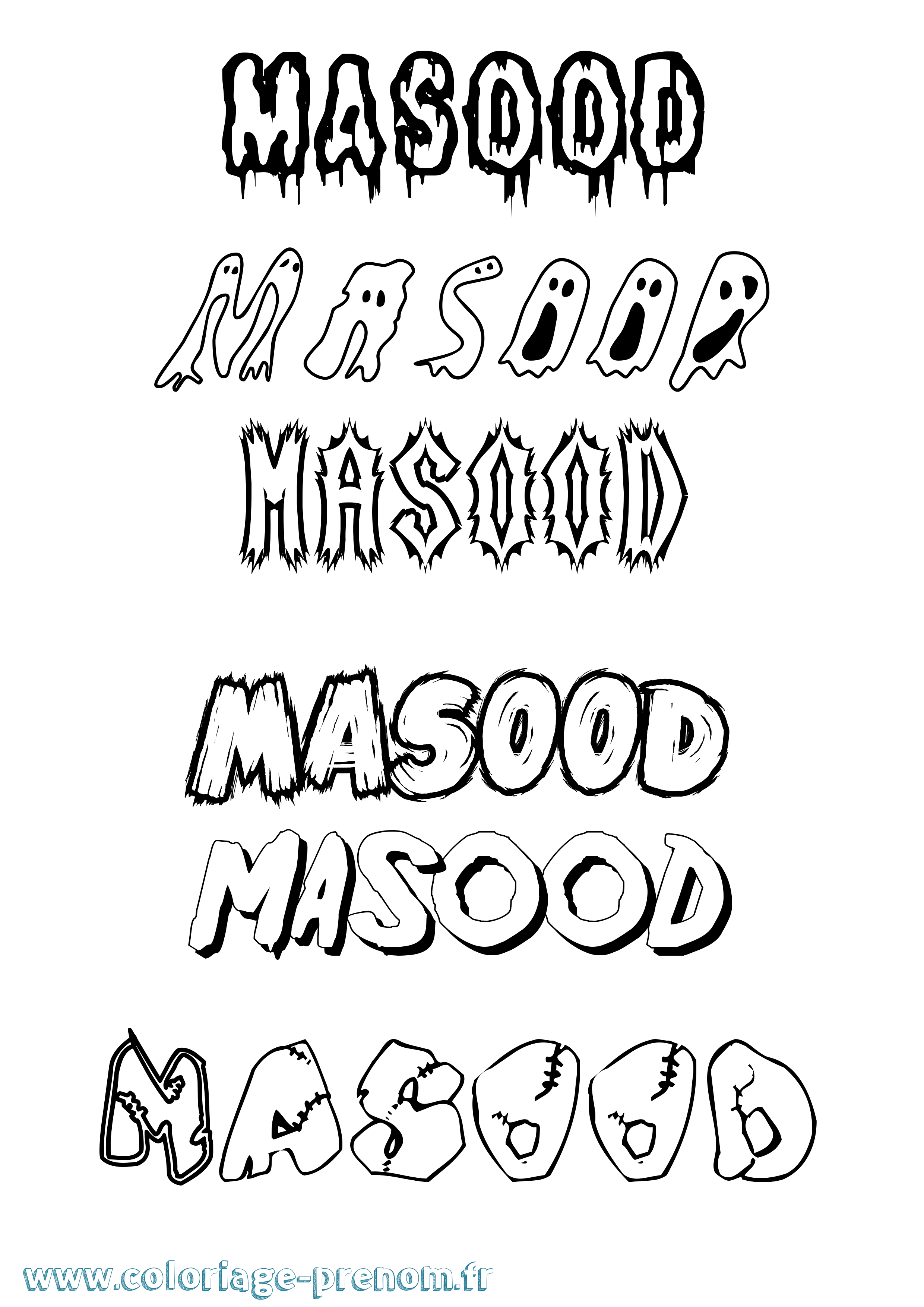 Coloriage prénom Masood Frisson