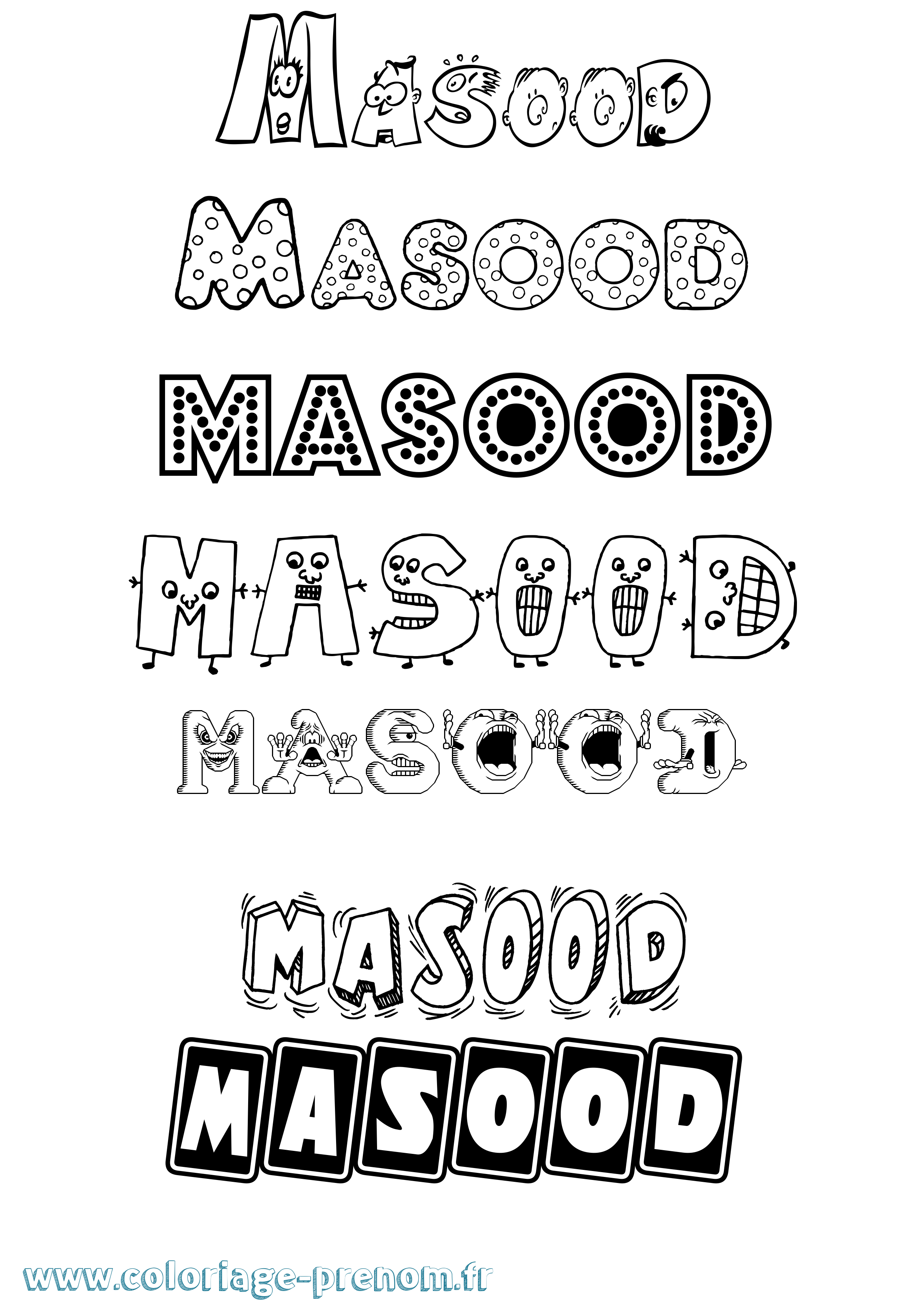 Coloriage prénom Masood Fun