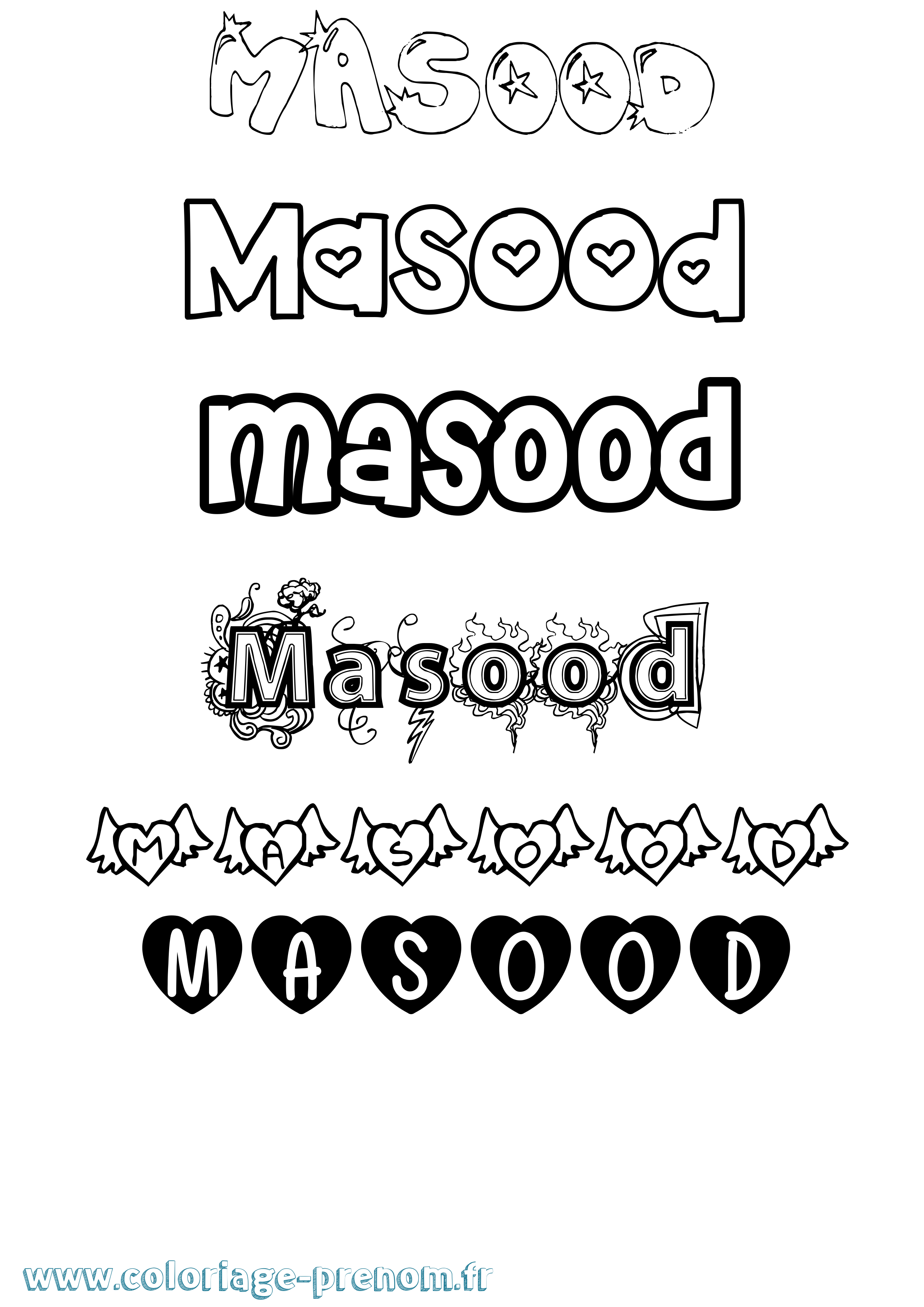 Coloriage prénom Masood Girly