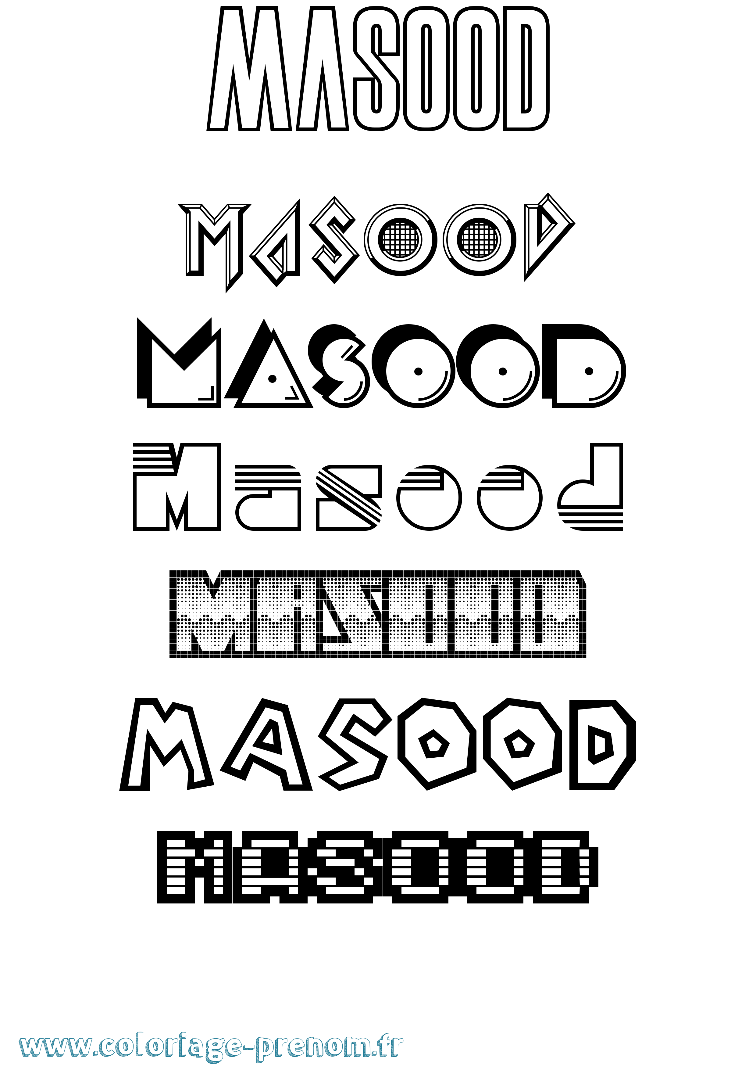 Coloriage prénom Masood Jeux Vidéos