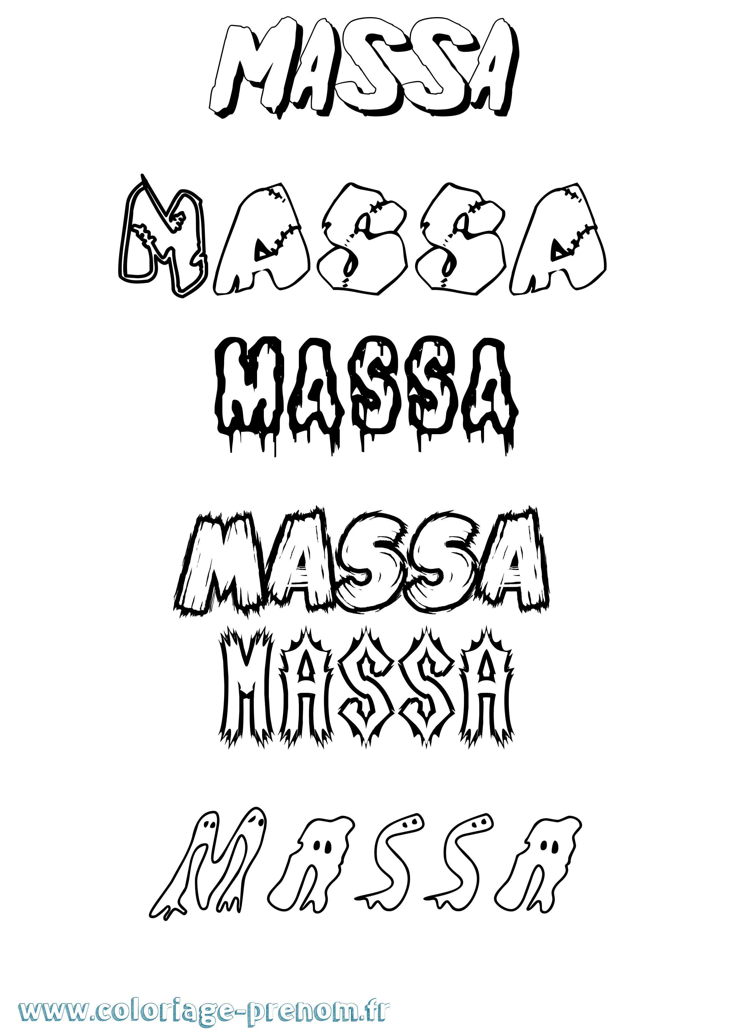 Coloriage prénom Massa Frisson