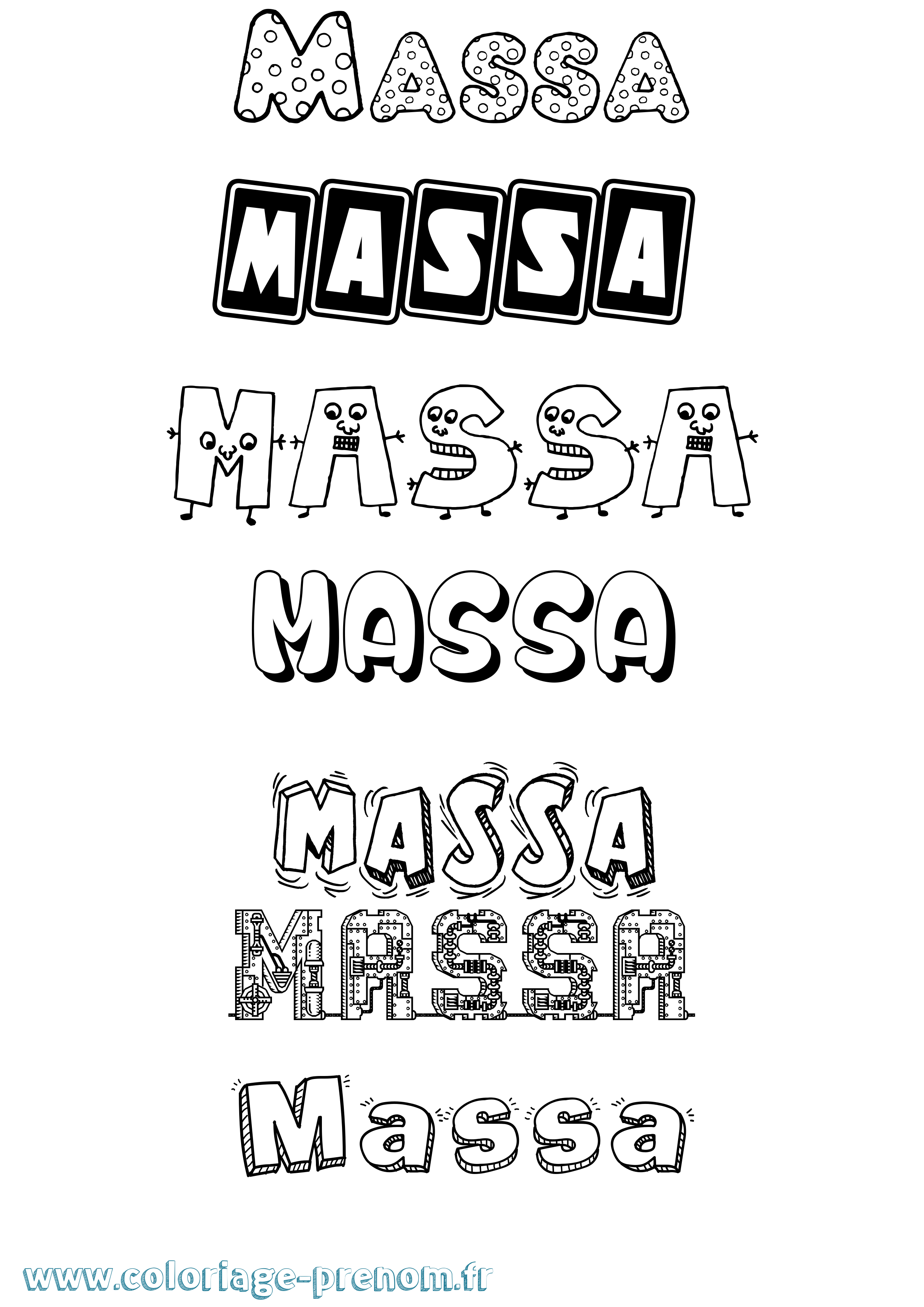 Coloriage prénom Massa Fun