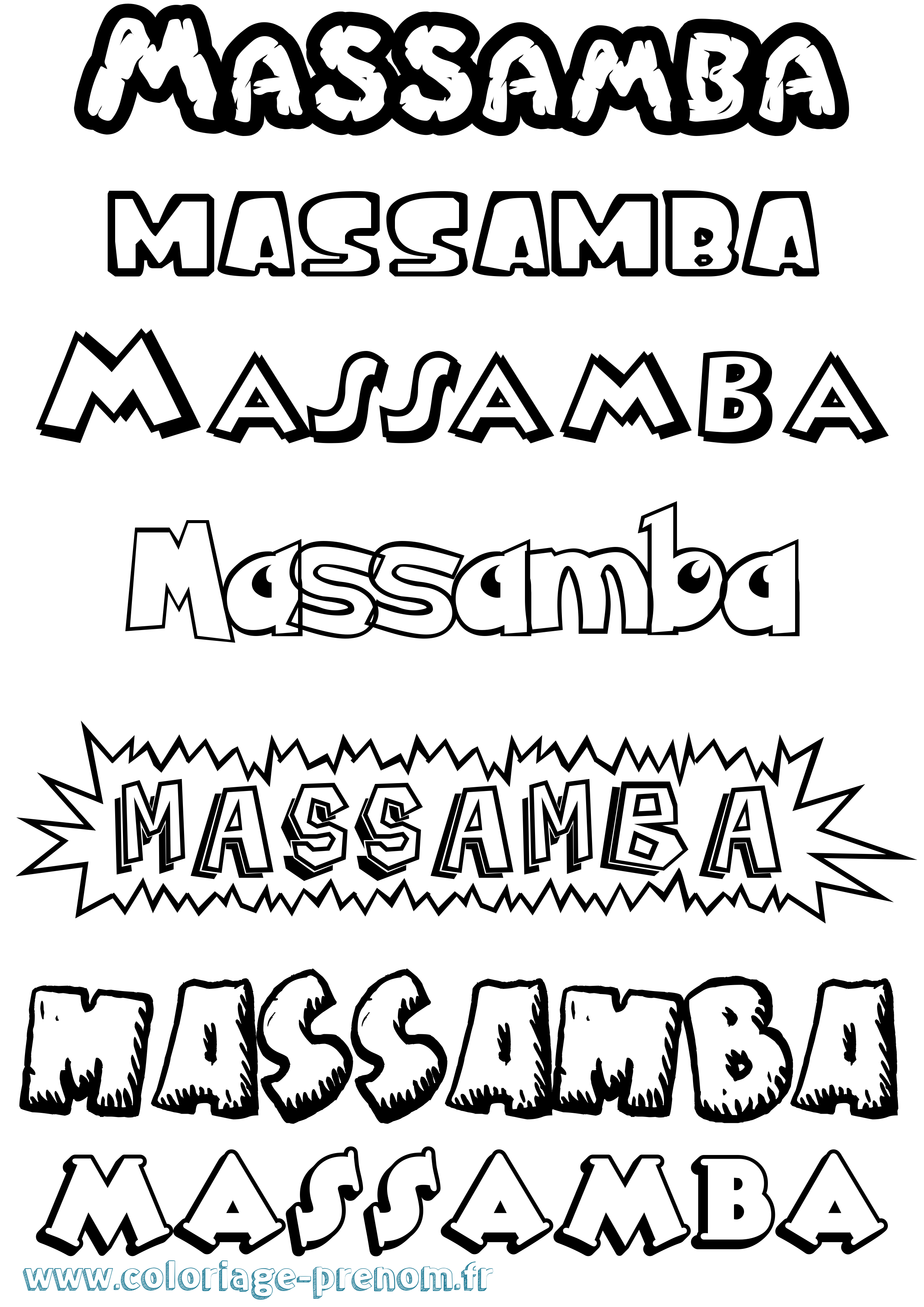 Coloriage prénom Massamba Dessin Animé