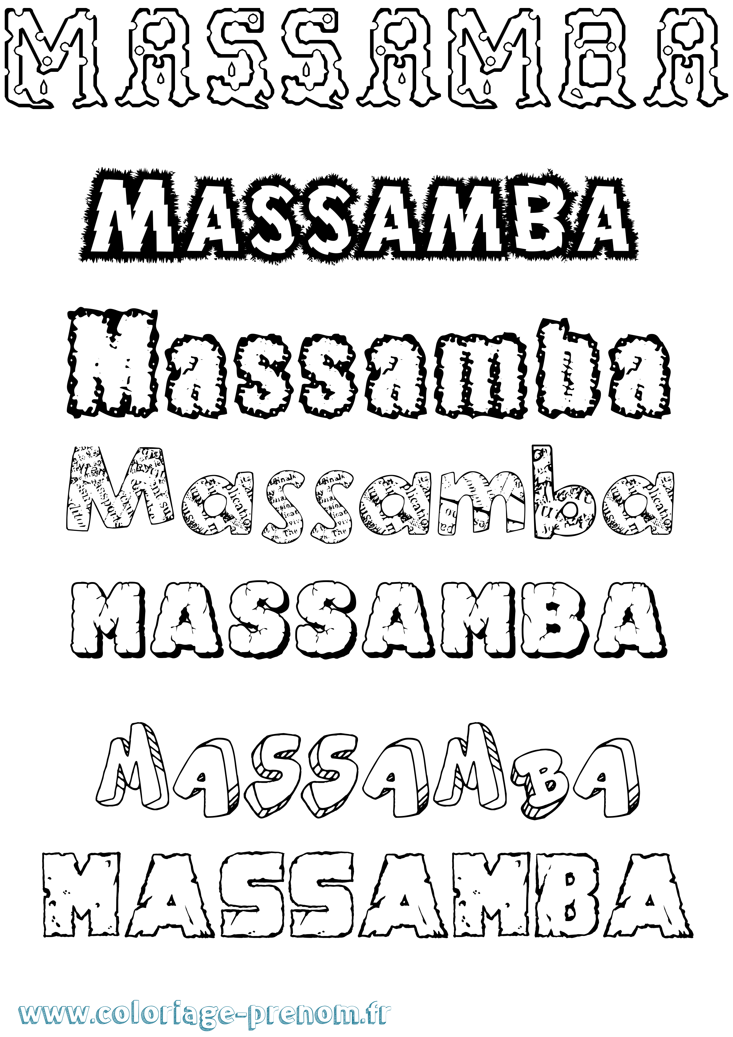 Coloriage prénom Massamba Destructuré