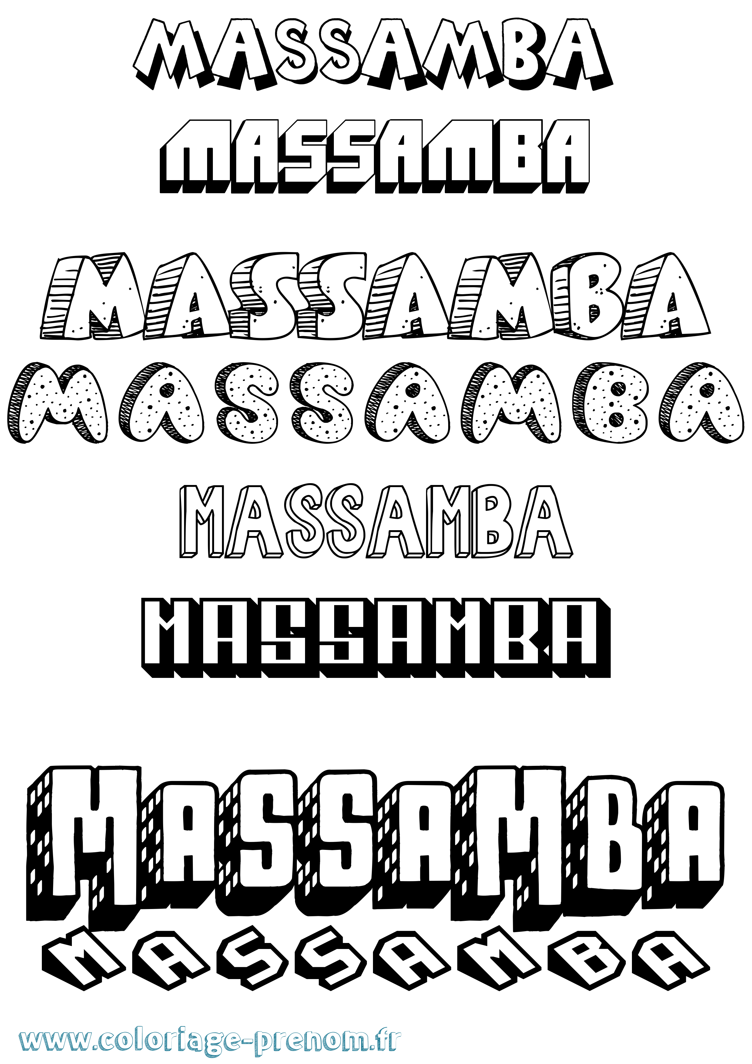 Coloriage prénom Massamba Effet 3D
