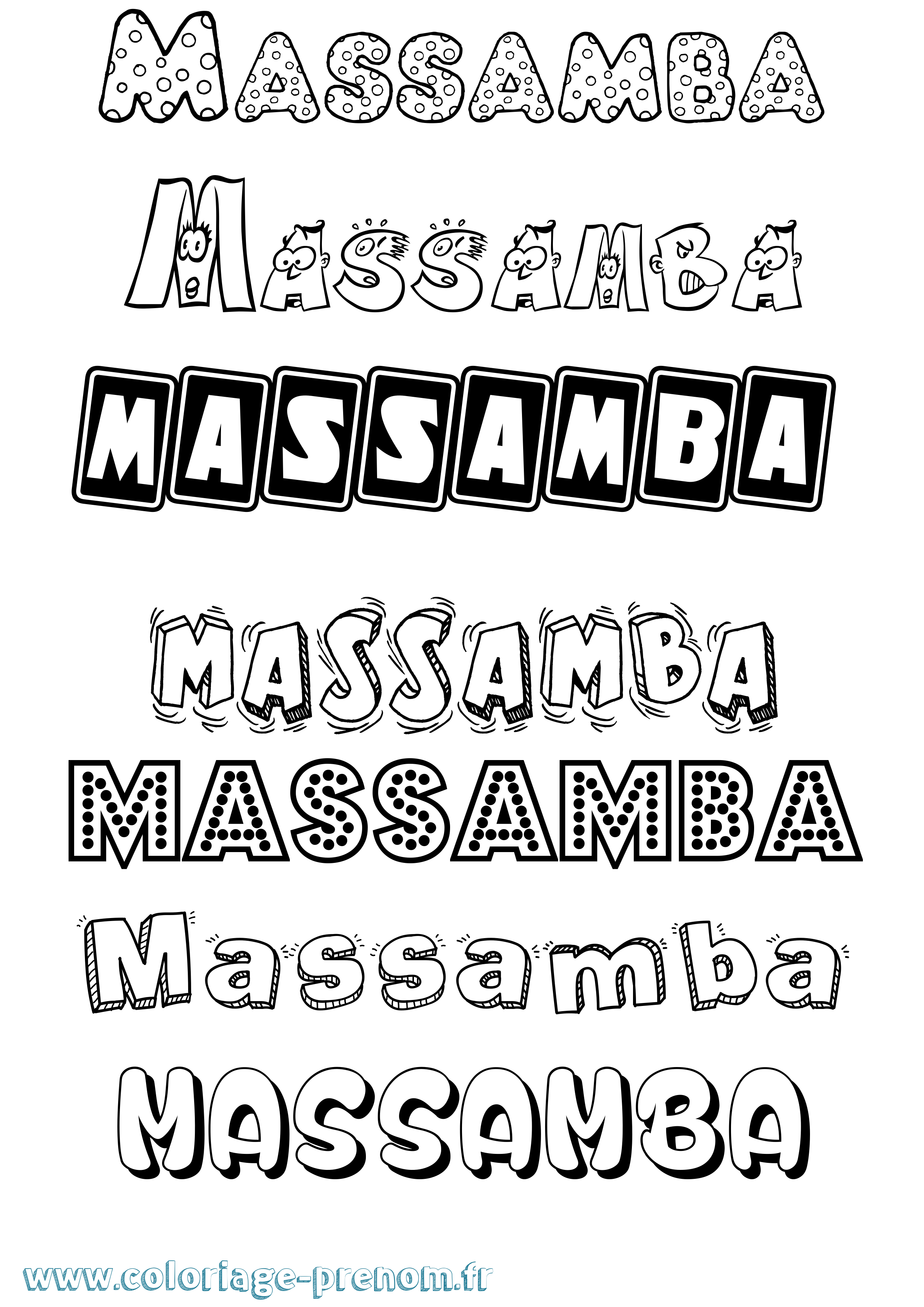 Coloriage prénom Massamba Fun