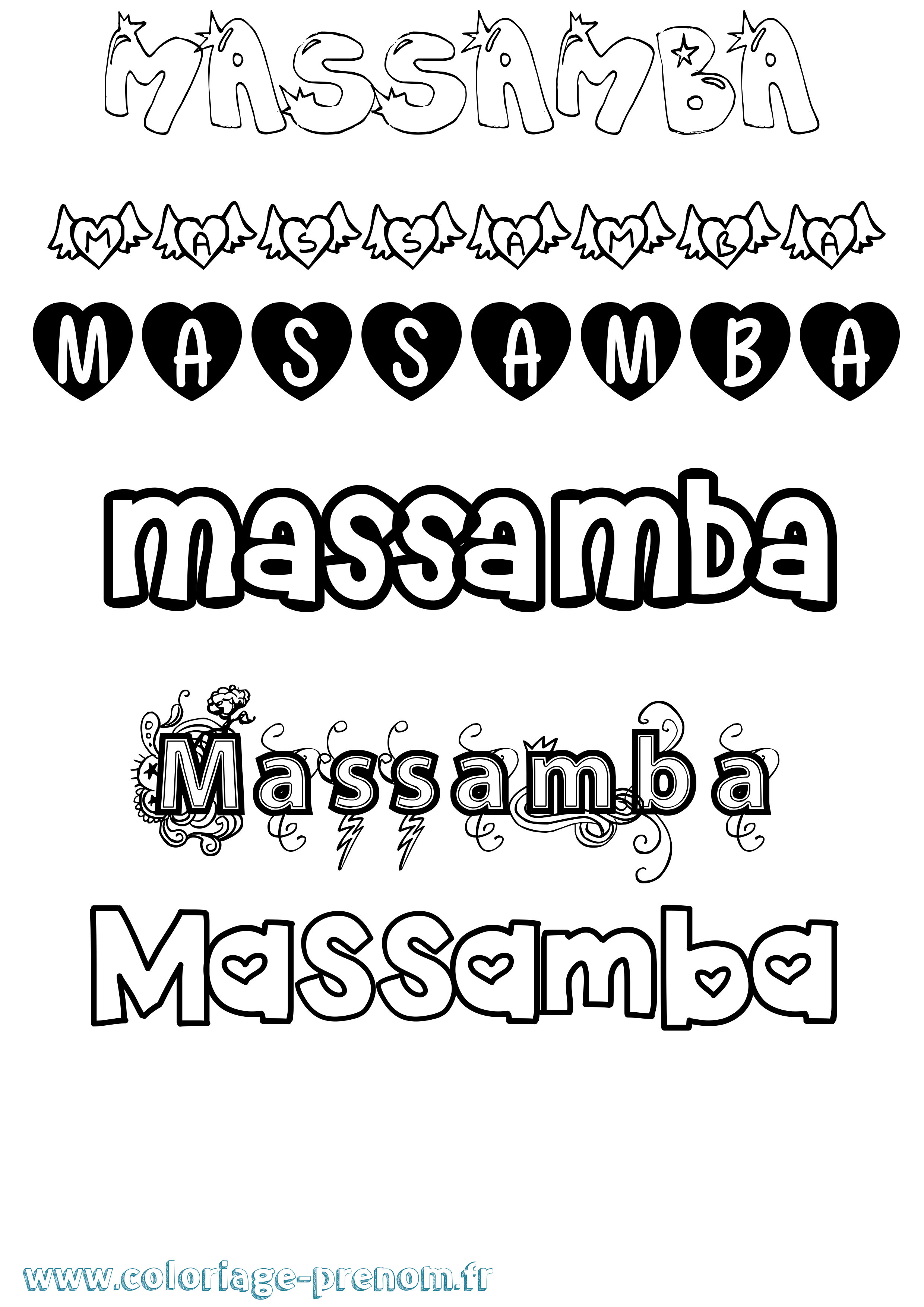 Coloriage prénom Massamba Girly