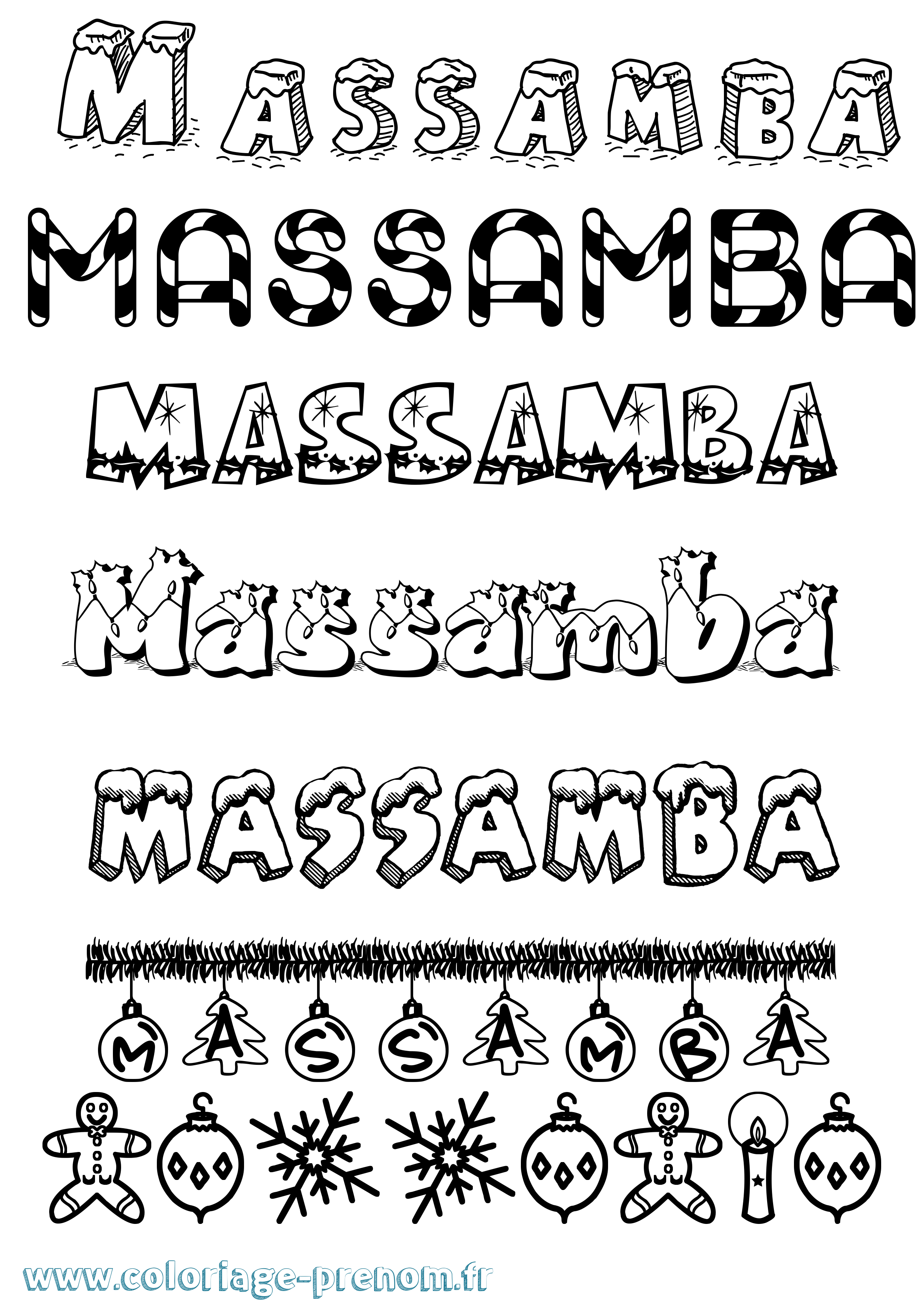 Coloriage prénom Massamba Noël