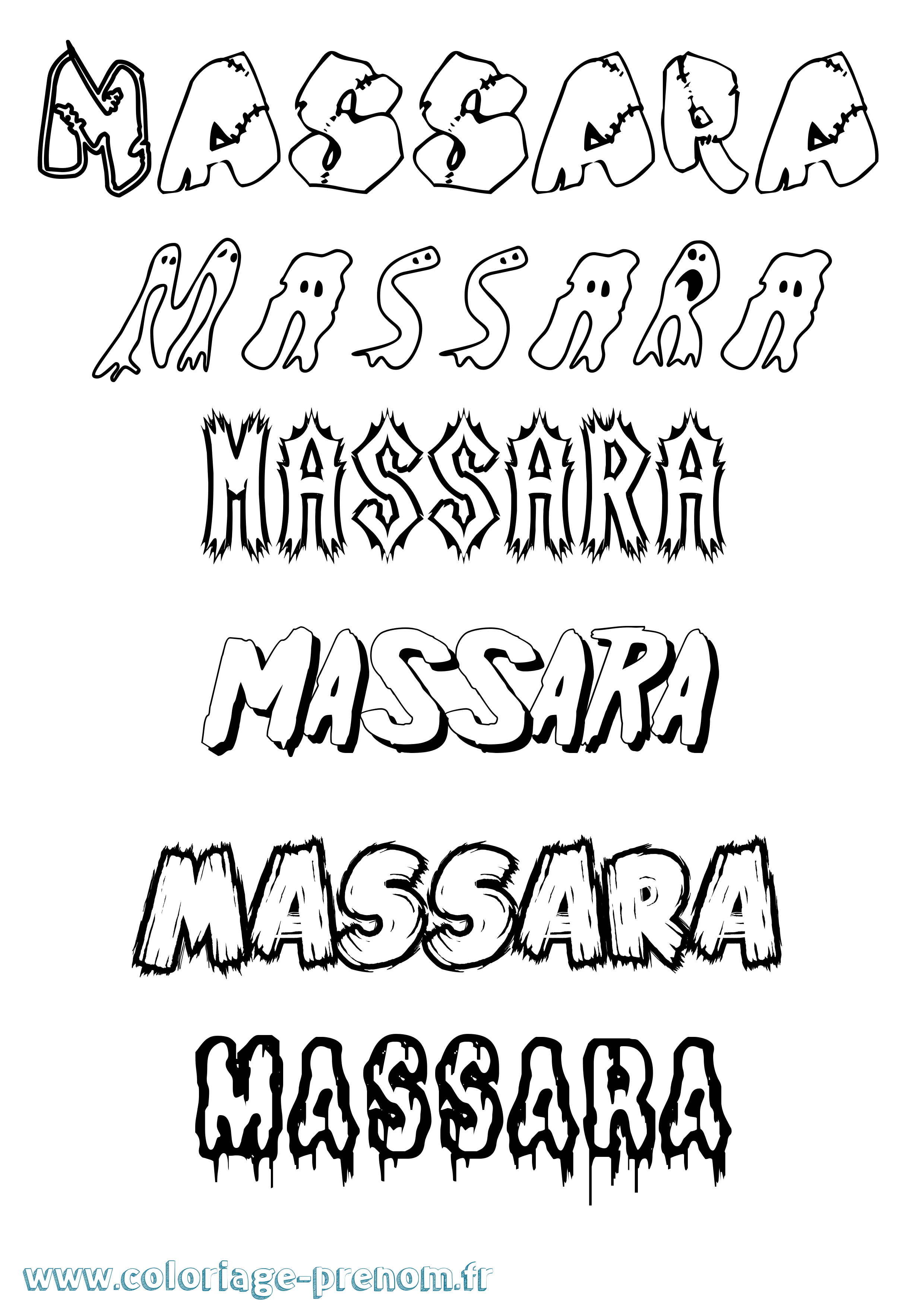 Coloriage prénom Massara Frisson