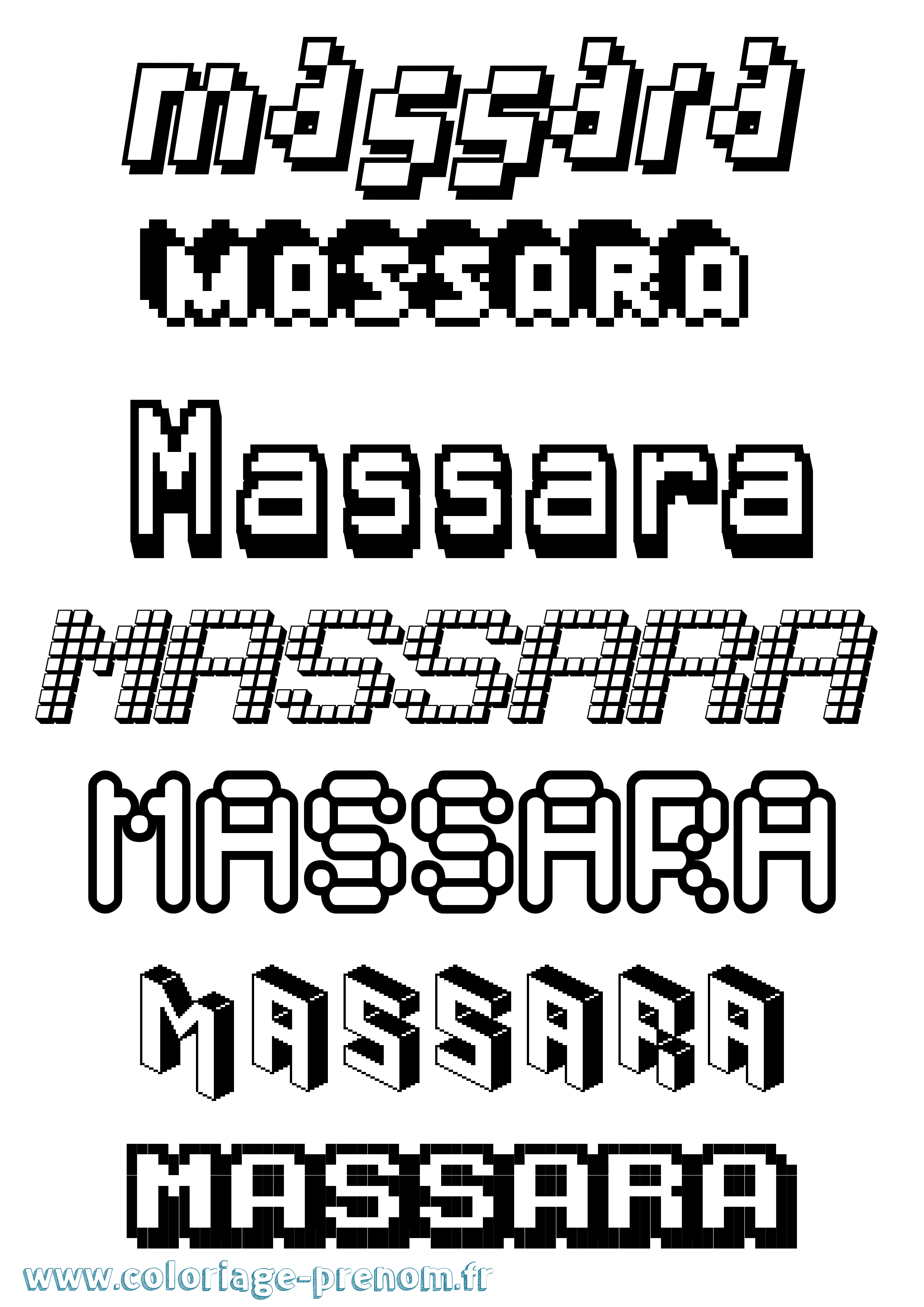 Coloriage prénom Massara Pixel