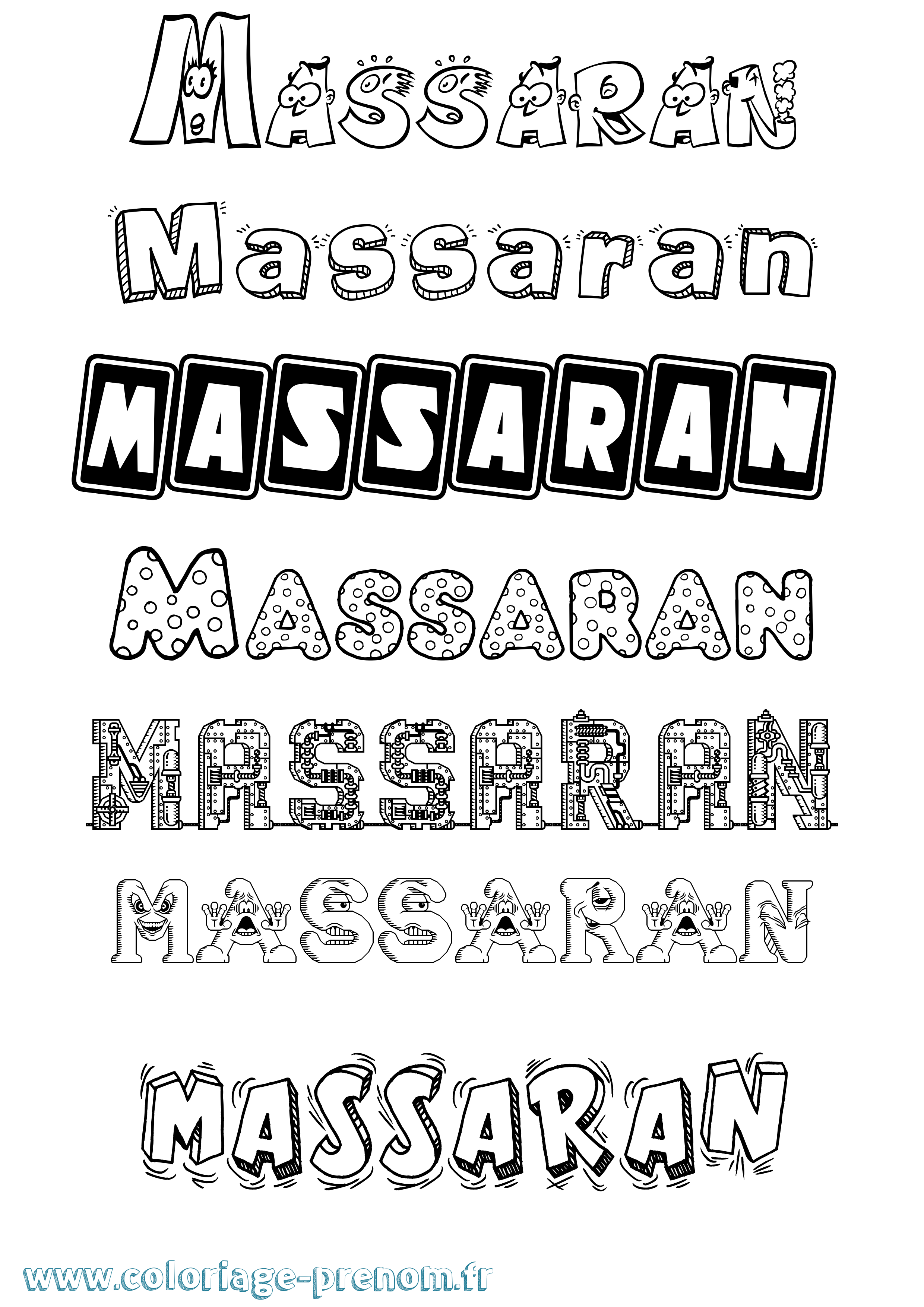 Coloriage prénom Massaran Fun