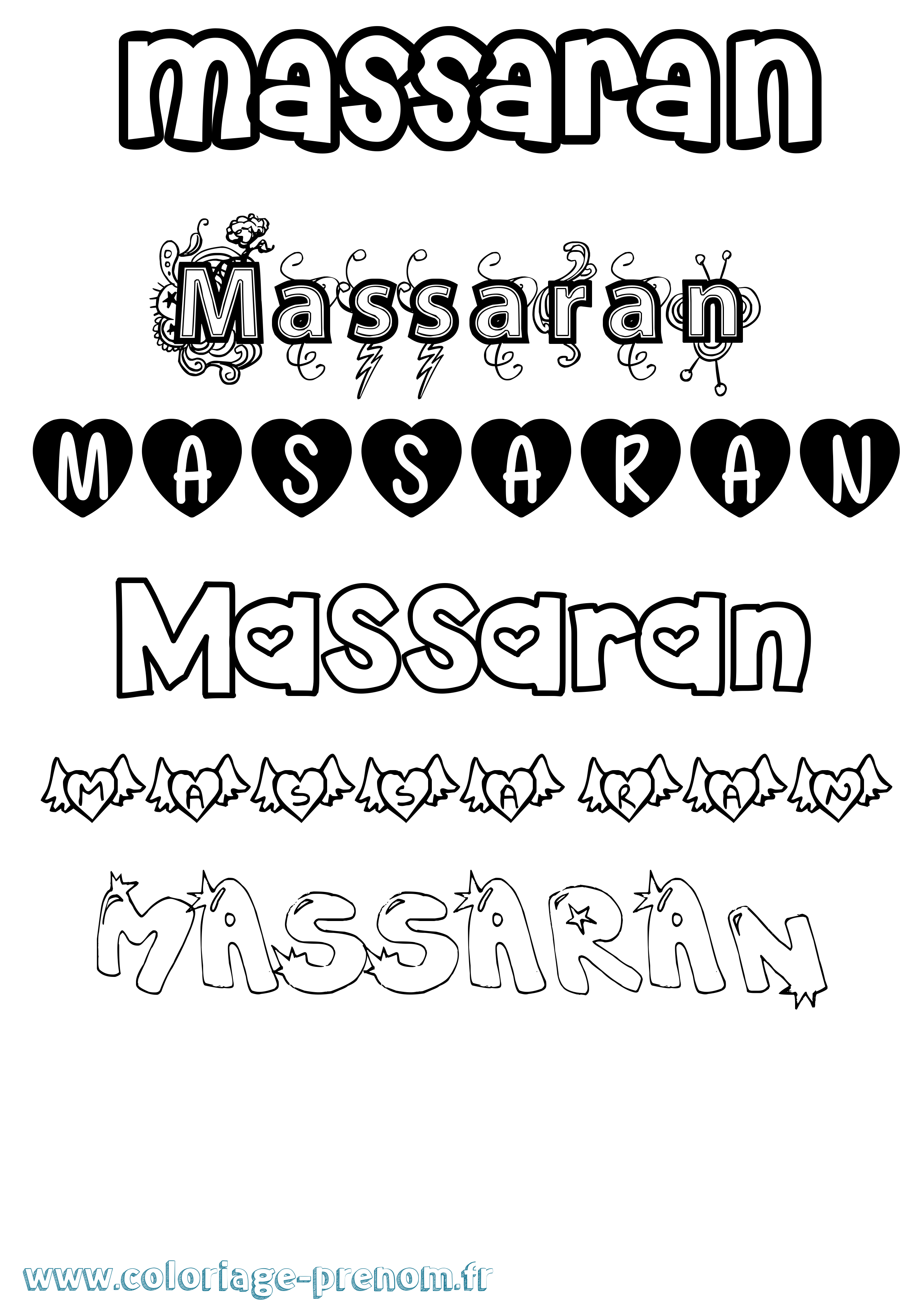 Coloriage prénom Massaran Girly