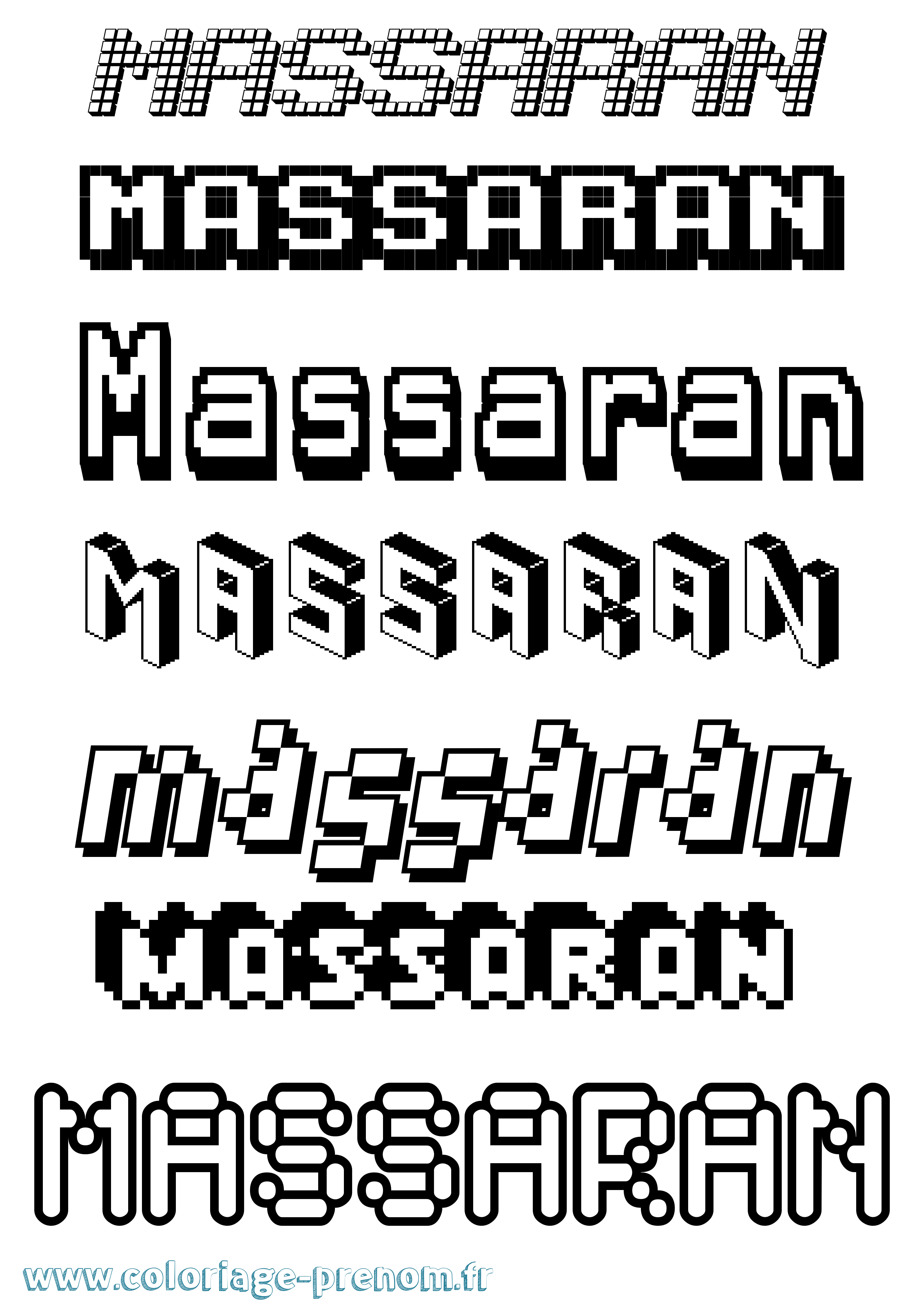 Coloriage prénom Massaran Pixel