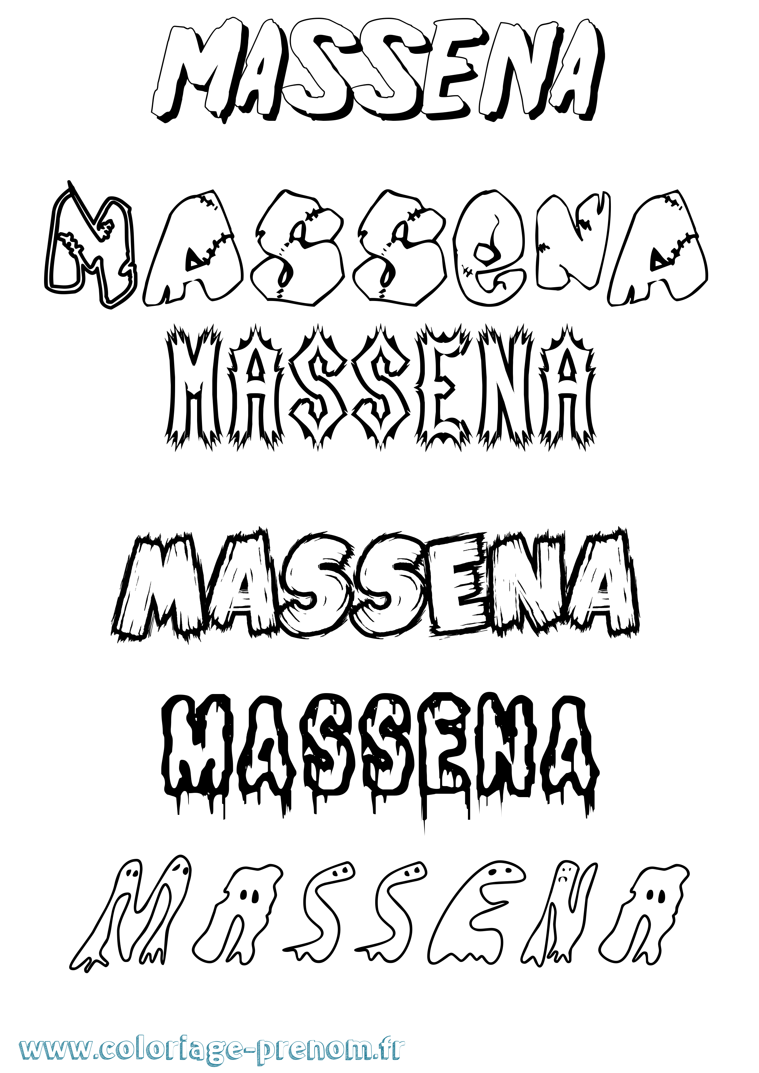Coloriage prénom Massena Frisson
