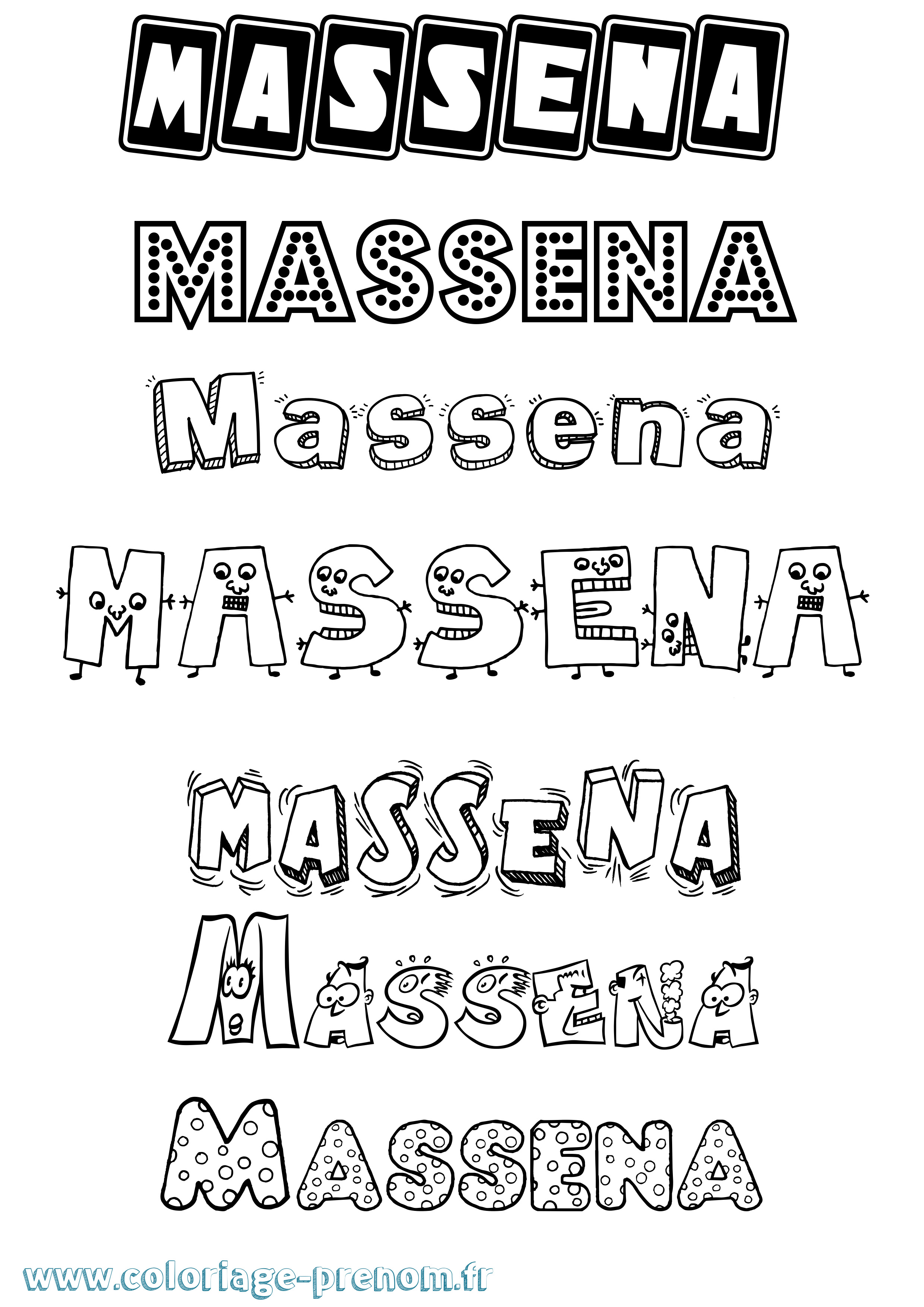 Coloriage prénom Massena Fun