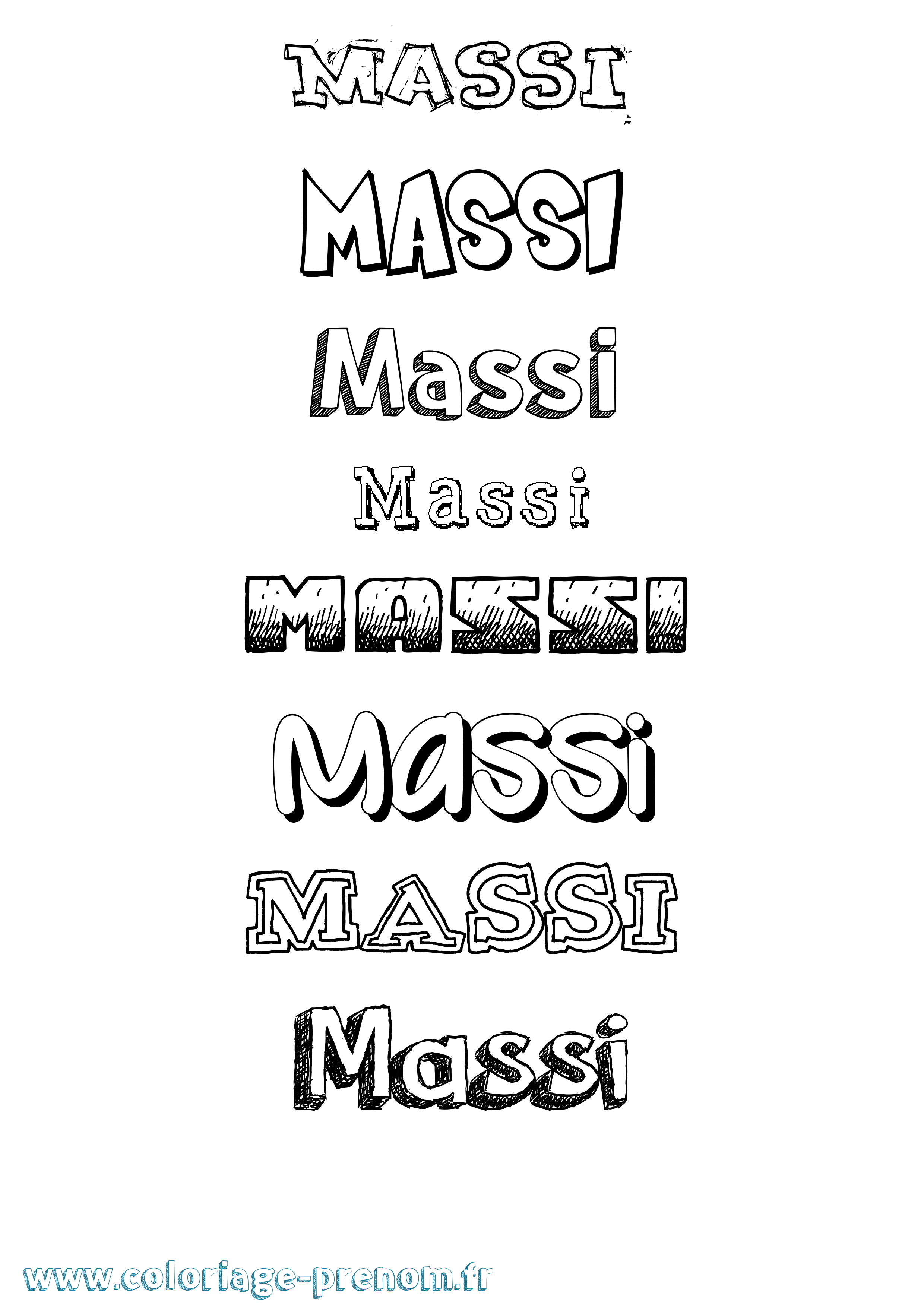 Coloriage prénom Massi Dessiné