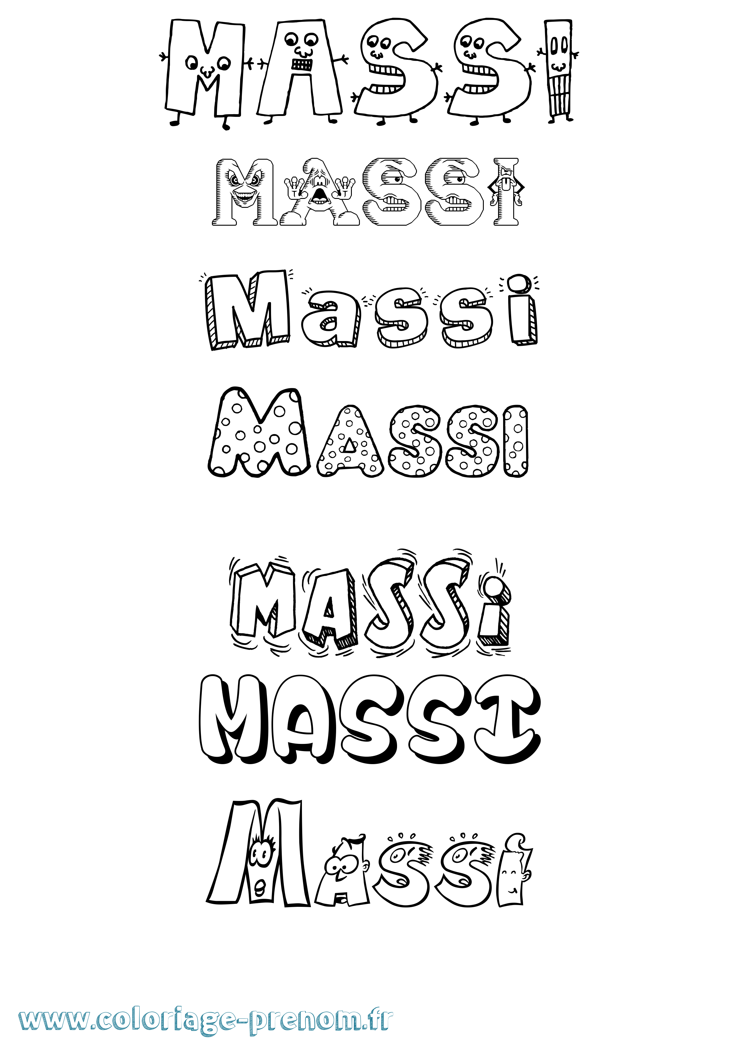 Coloriage prénom Massi Fun