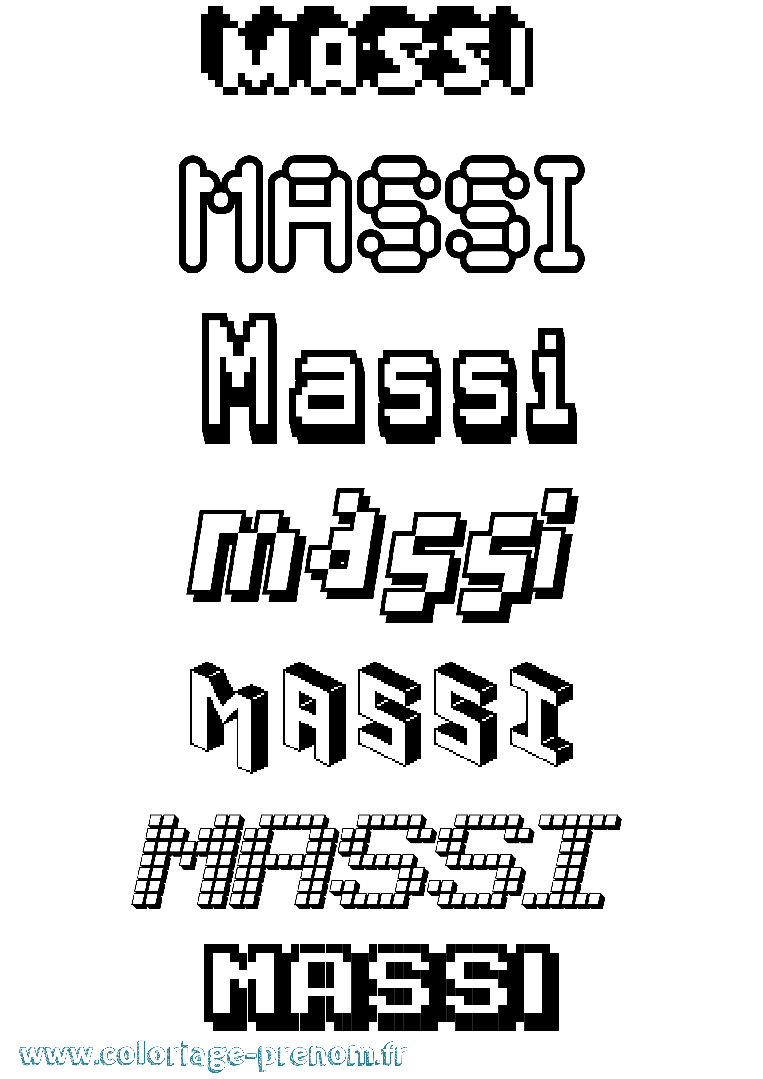 Coloriage prénom Massi Pixel