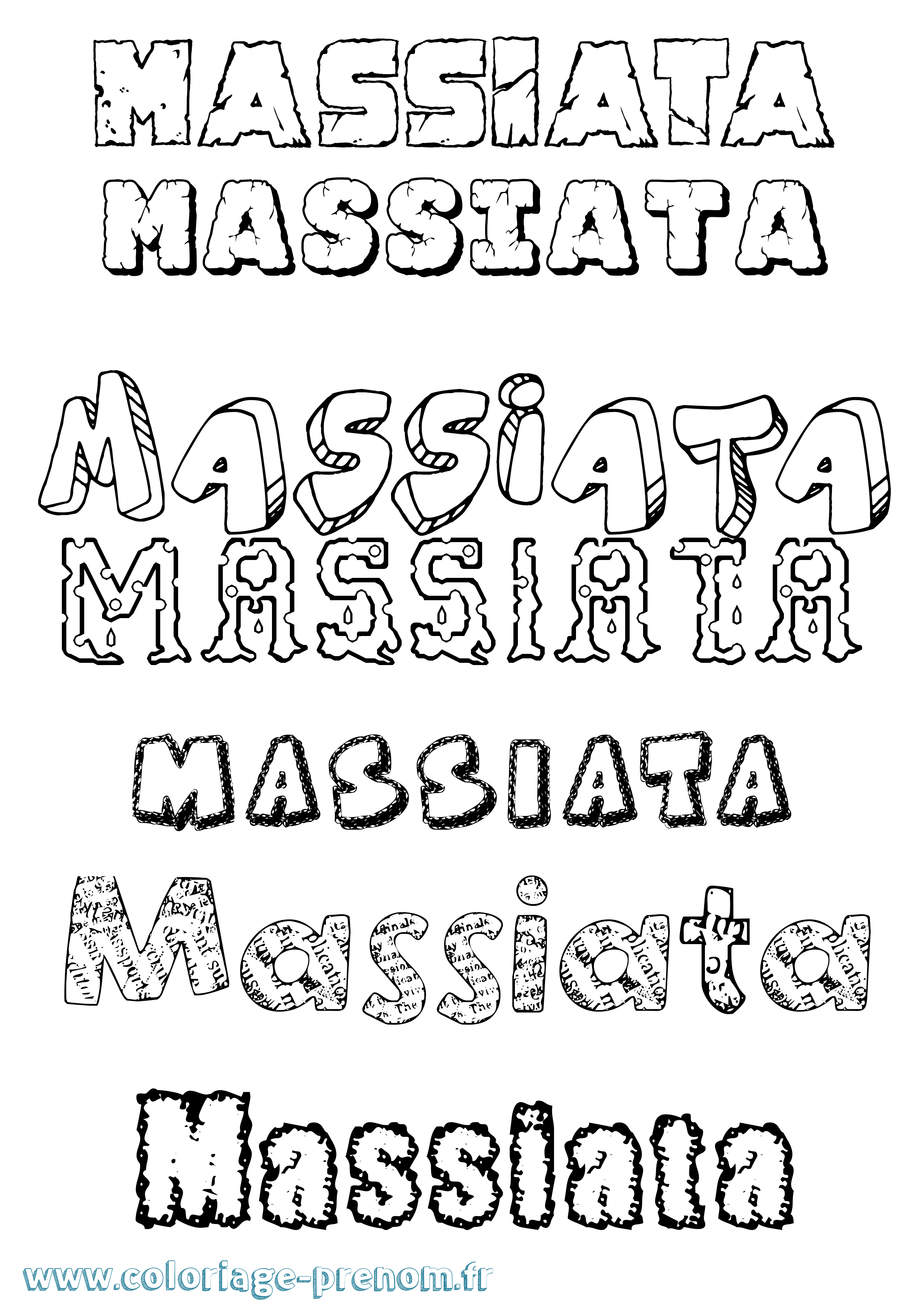 Coloriage prénom Massiata Destructuré