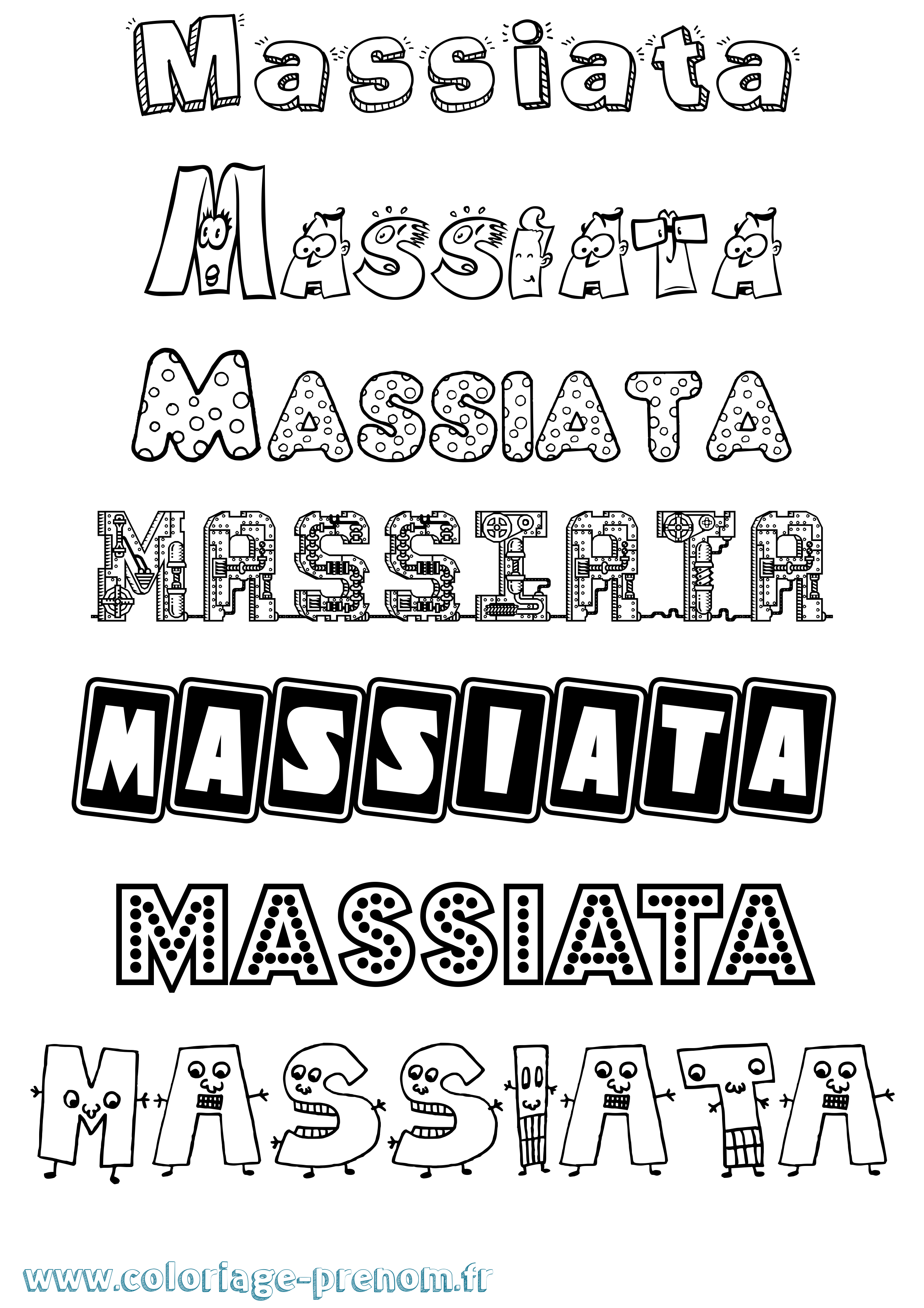 Coloriage prénom Massiata Fun