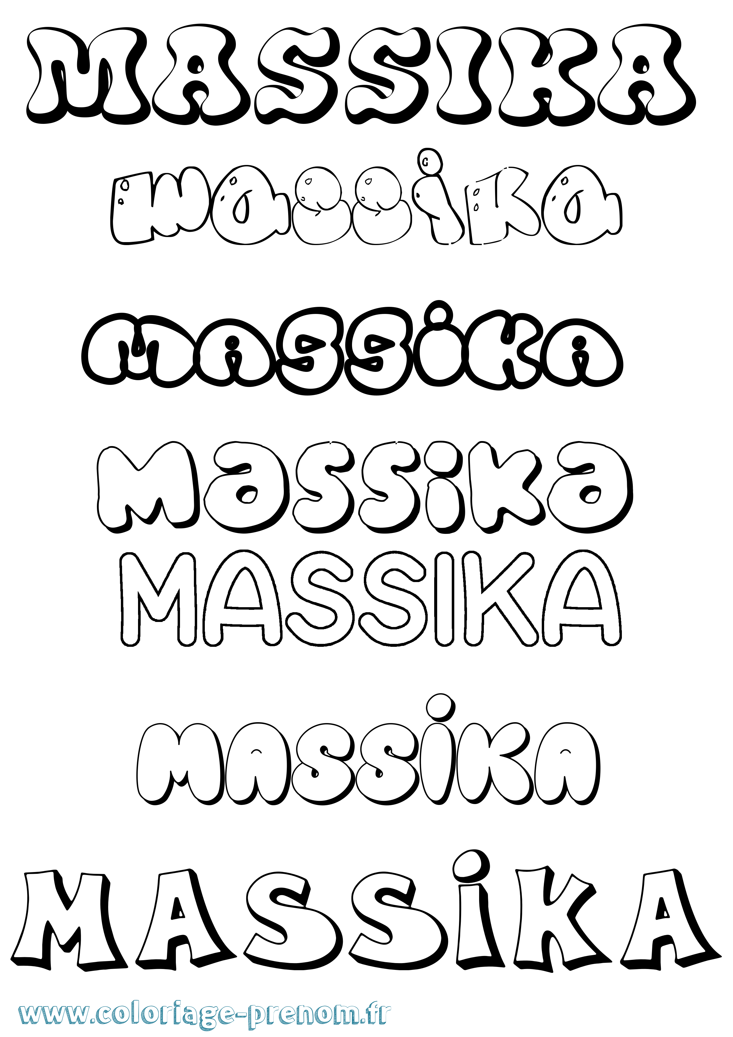 Coloriage prénom Massika Bubble
