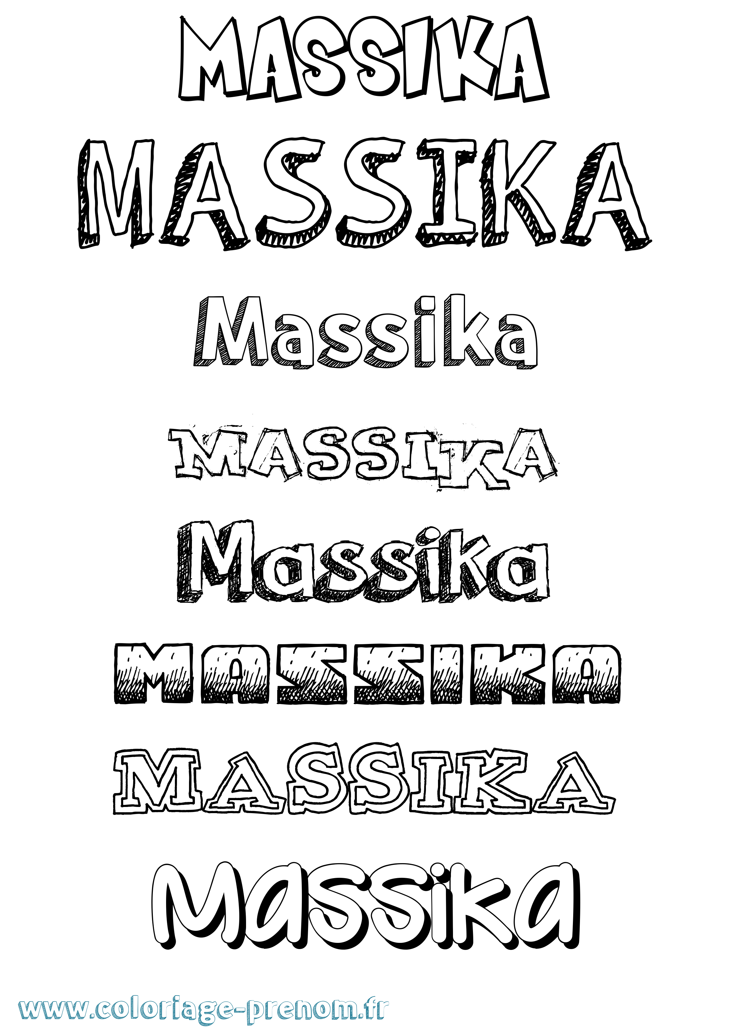 Coloriage prénom Massika Dessiné