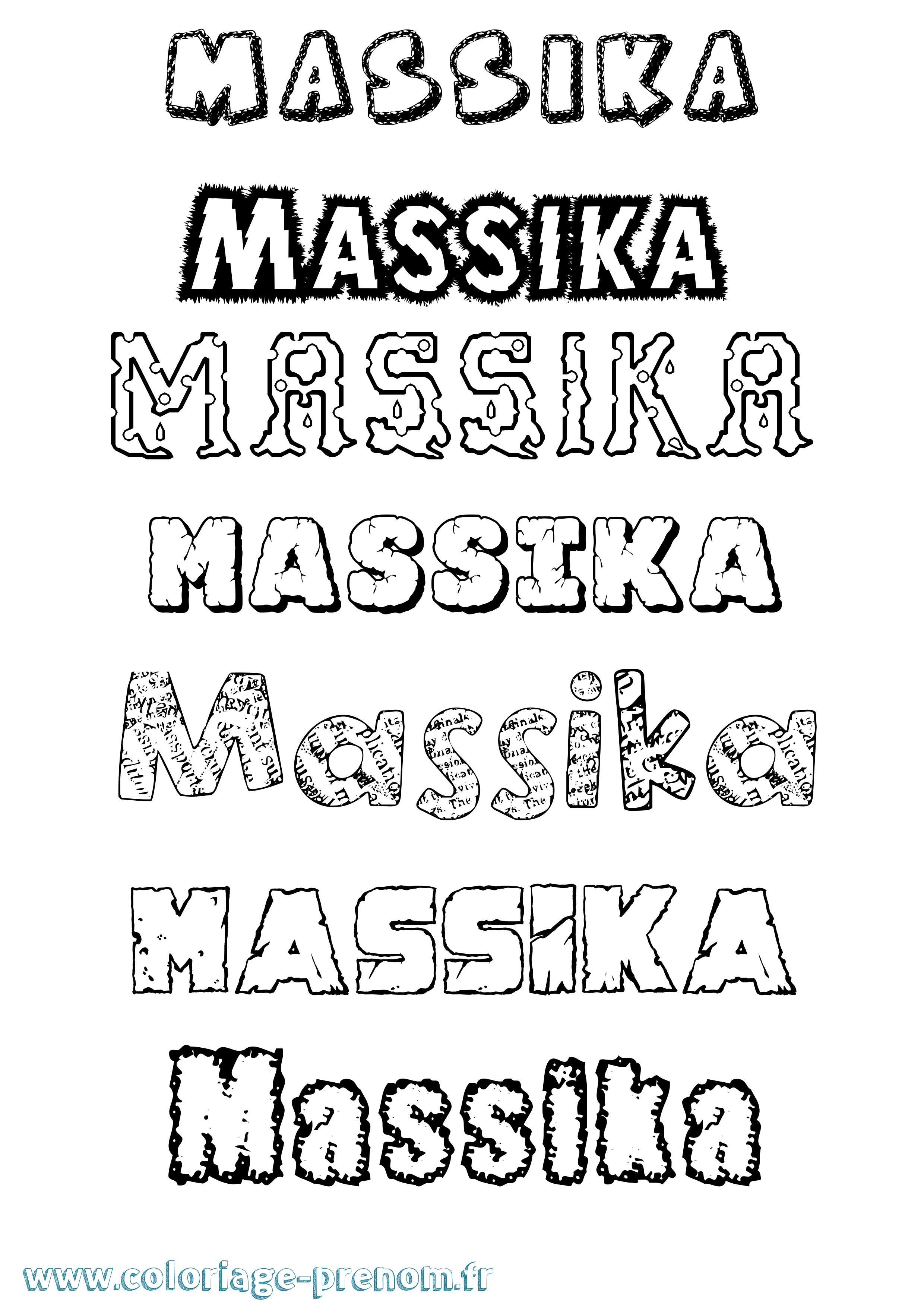 Coloriage prénom Massika Destructuré