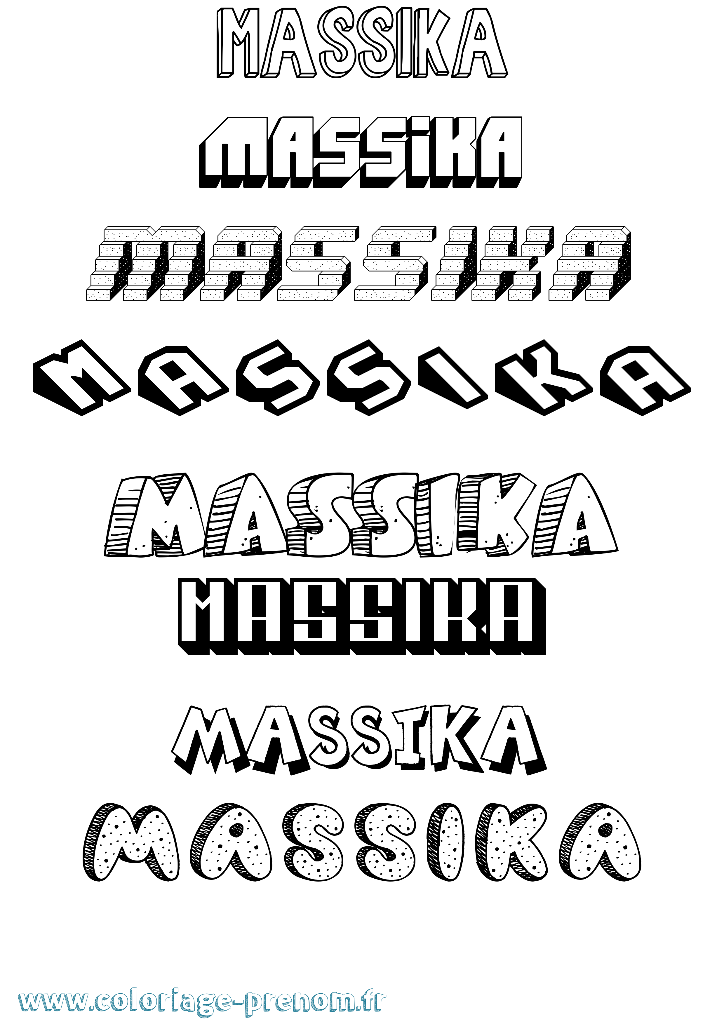 Coloriage prénom Massika Effet 3D